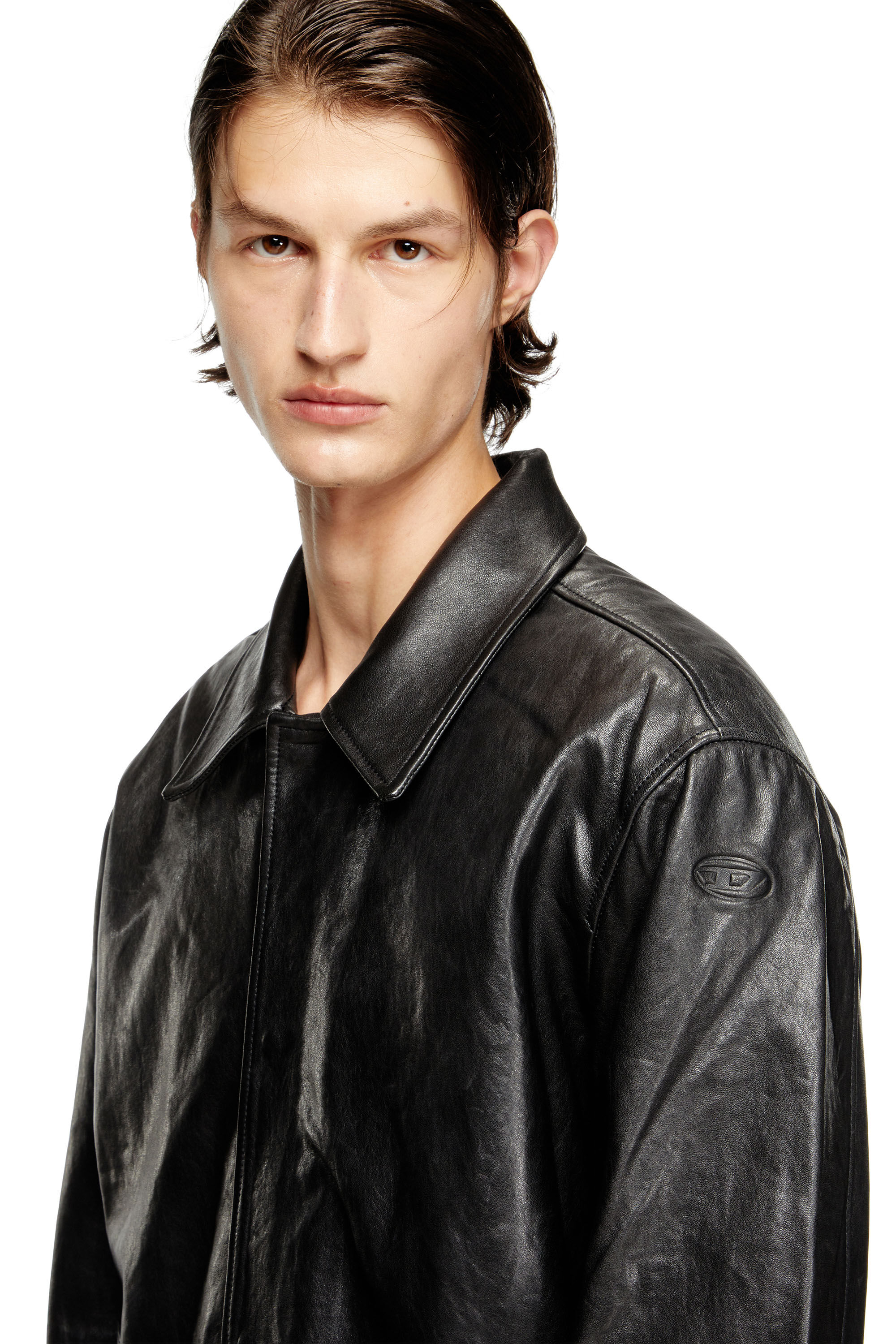 Diesel - L-JESS, Man's Padded leather jacket in Black - 4