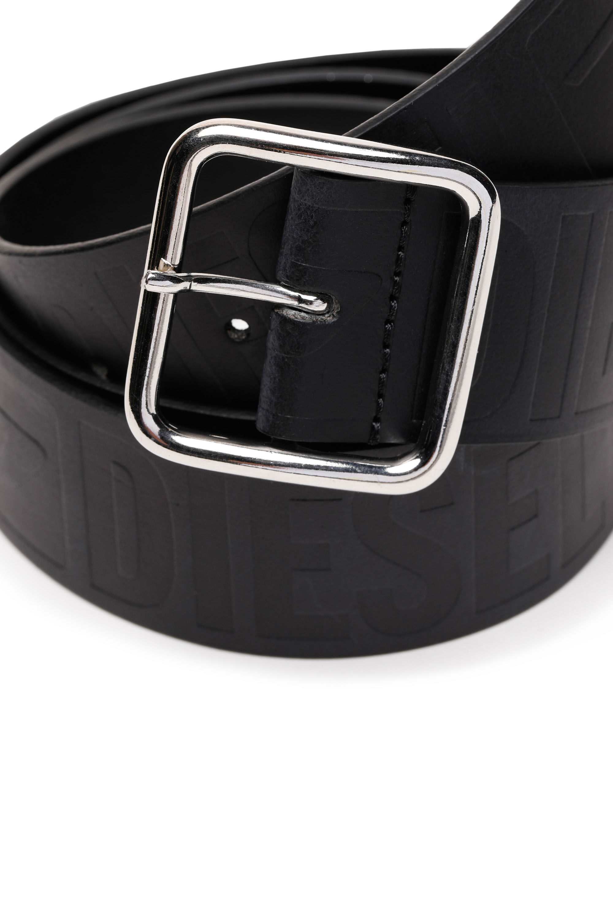 B-ILLY II Man: Leather belt with all-over debossed logo | Diesel