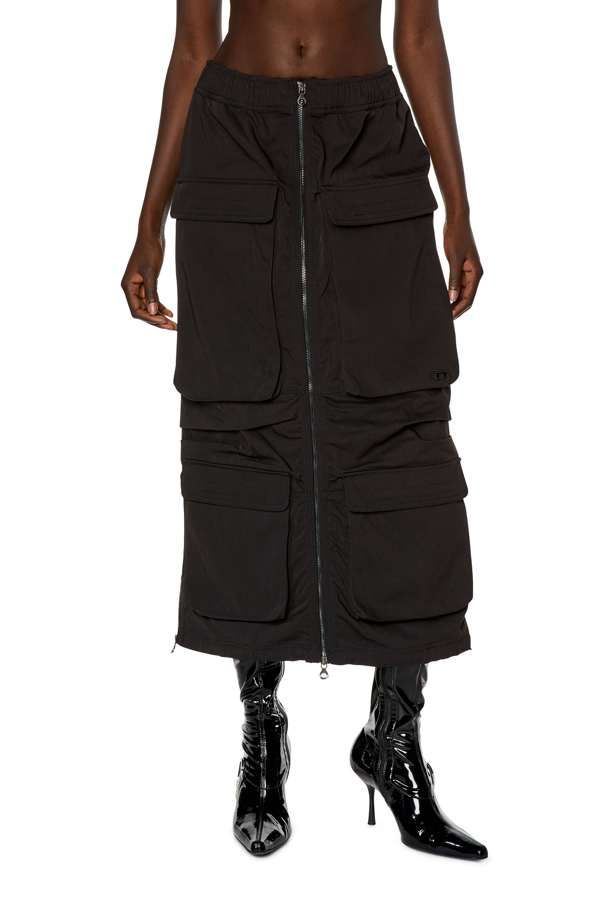 Women's Cargo skirt in nylon twill | Black | Diesel