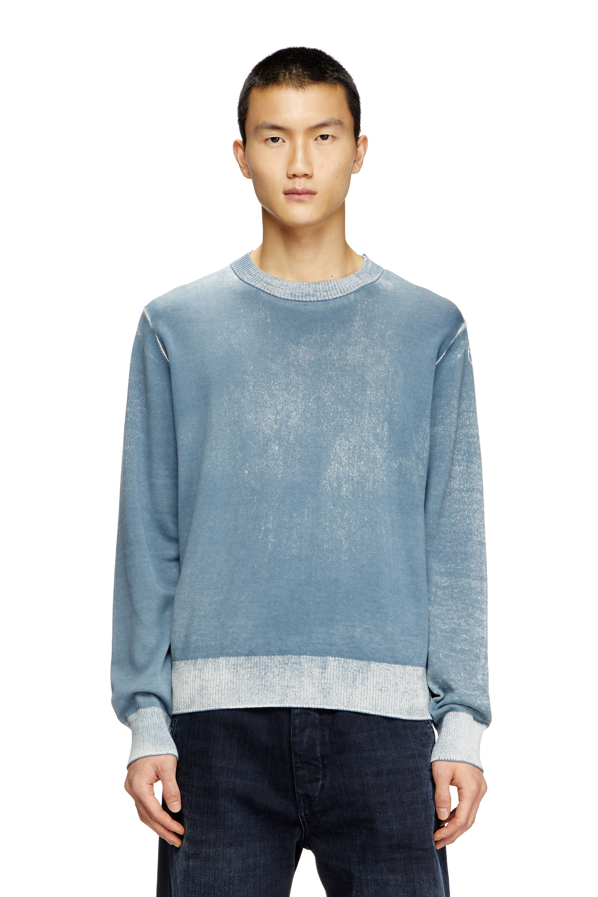 Diesel - K-LARENCE-B, Jersey de algodón con estampado invertido Hombre in Azul marino - 3
