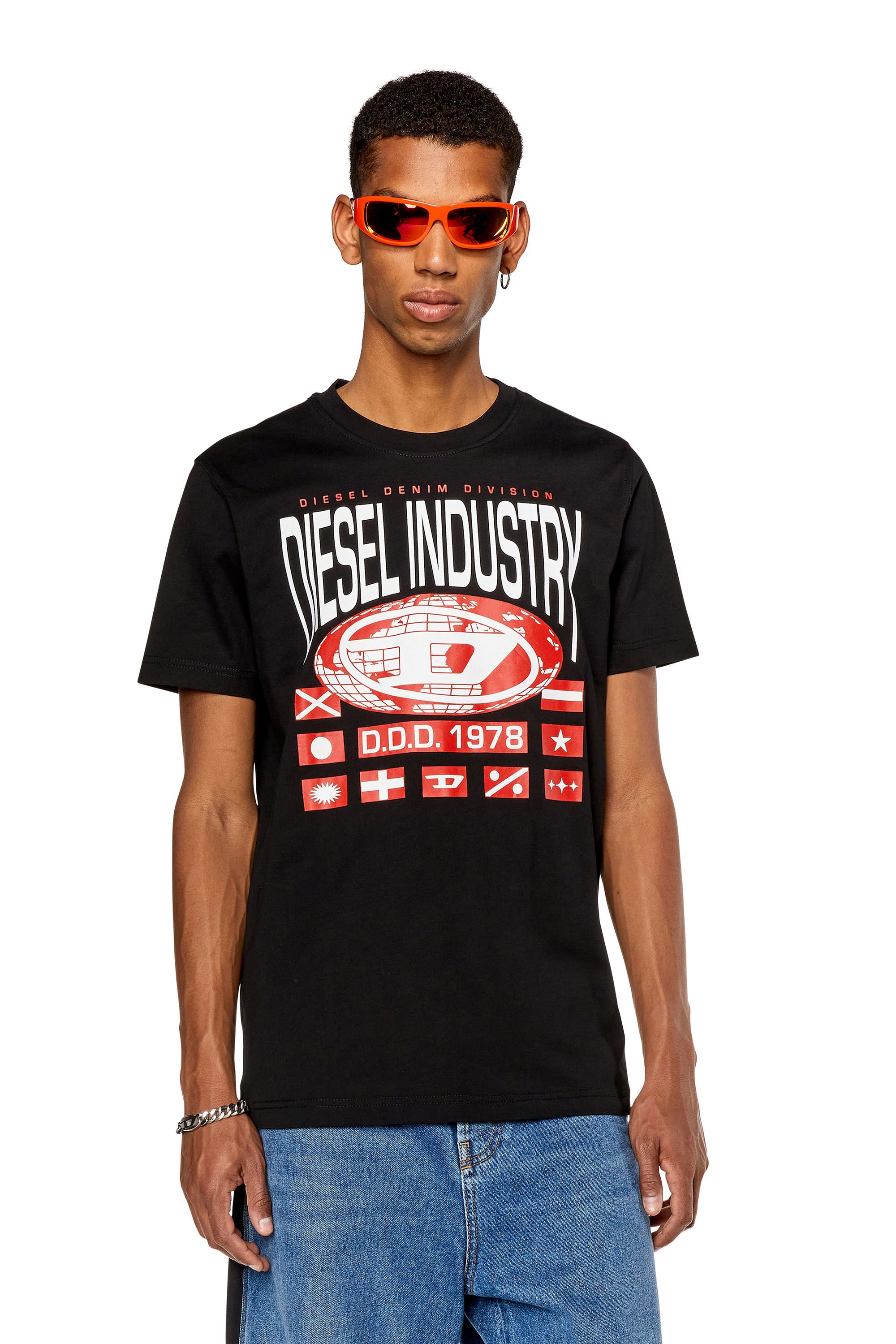 Men's T-shirt with globe oval D print | T-DIEGOR-L8 Diesel