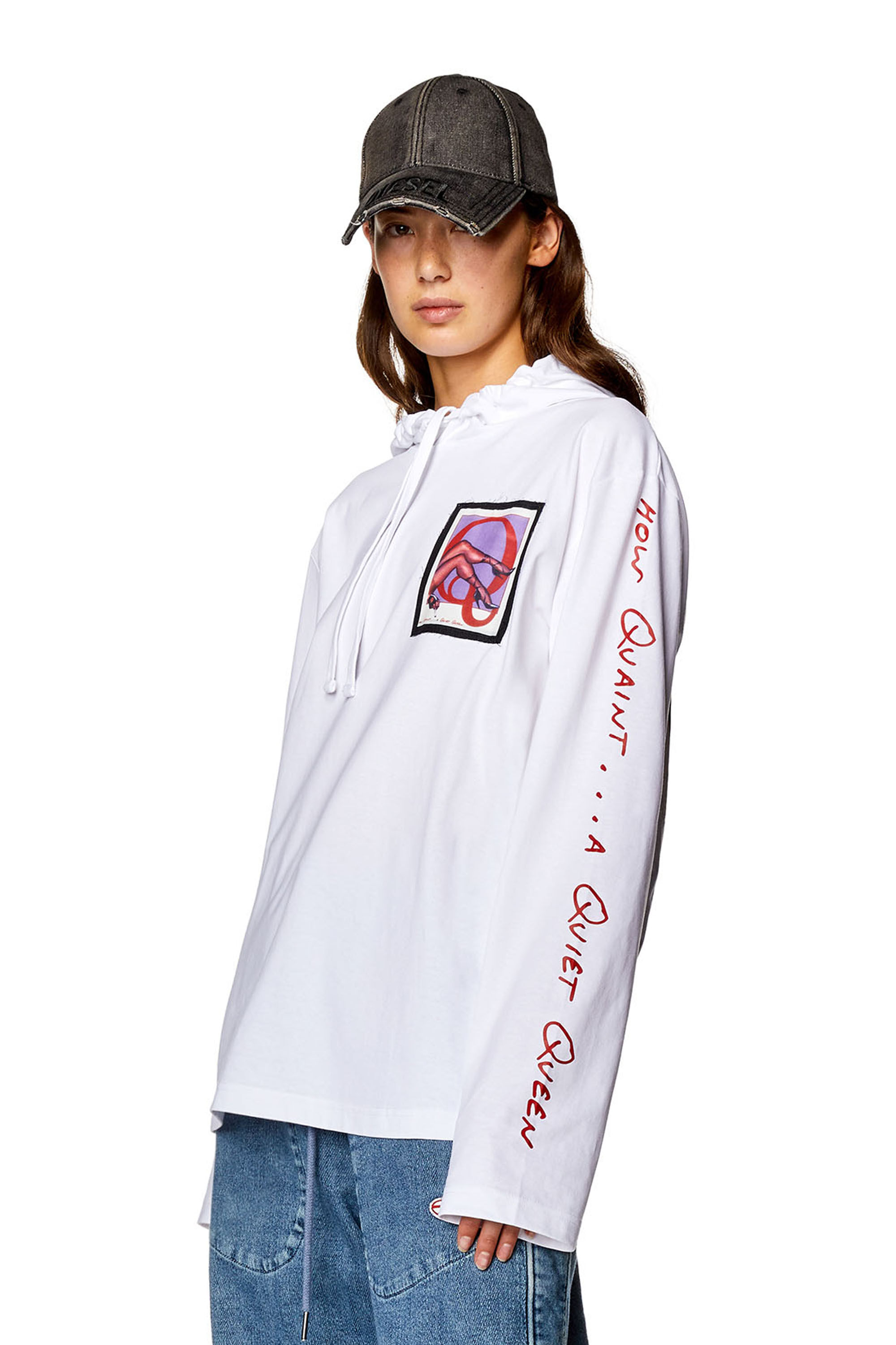 Diesel - PR-T-CRANE-LS-HOOD, Unisex's Hoodie with patches and lettering in White - 5