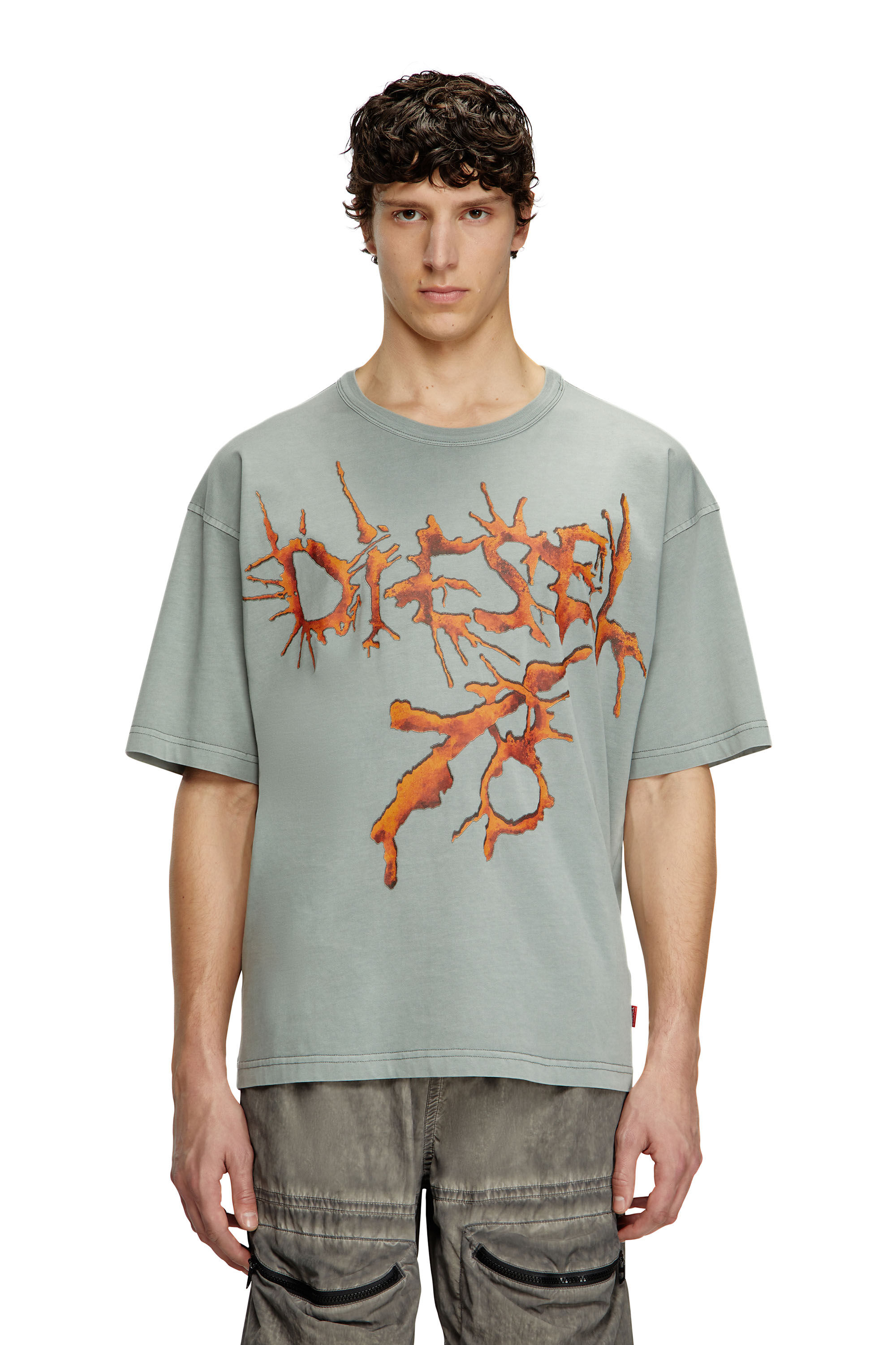 Men's T-shirt with tattoo graphics | Grey | Diesel Men's T-shirt with tattoo graphics | Grey | Diesel