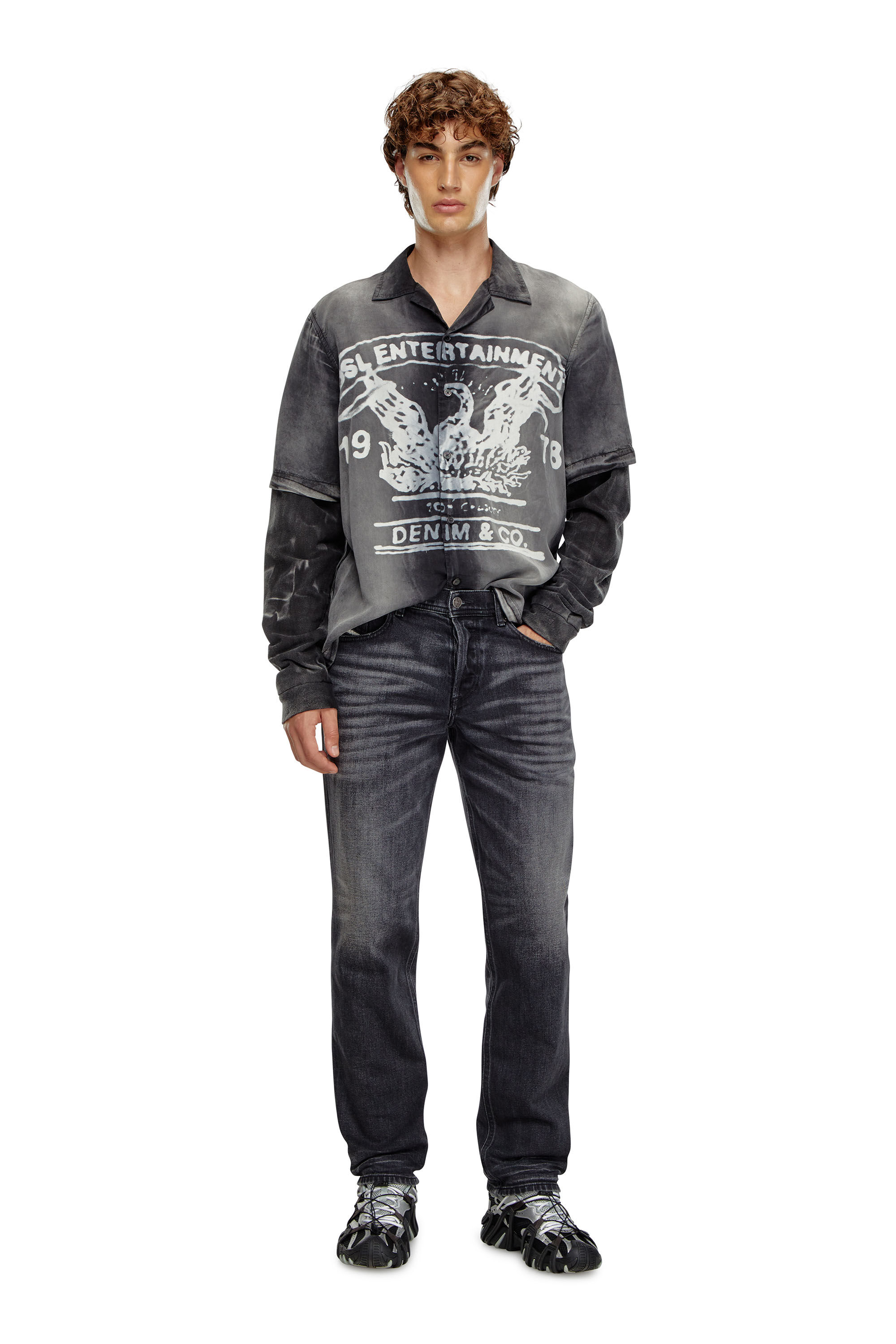 DIESEL デニム A1022909J6502 Men's Regular Jeans | Black/Dark grey | Diesel 2023 D-Finitive