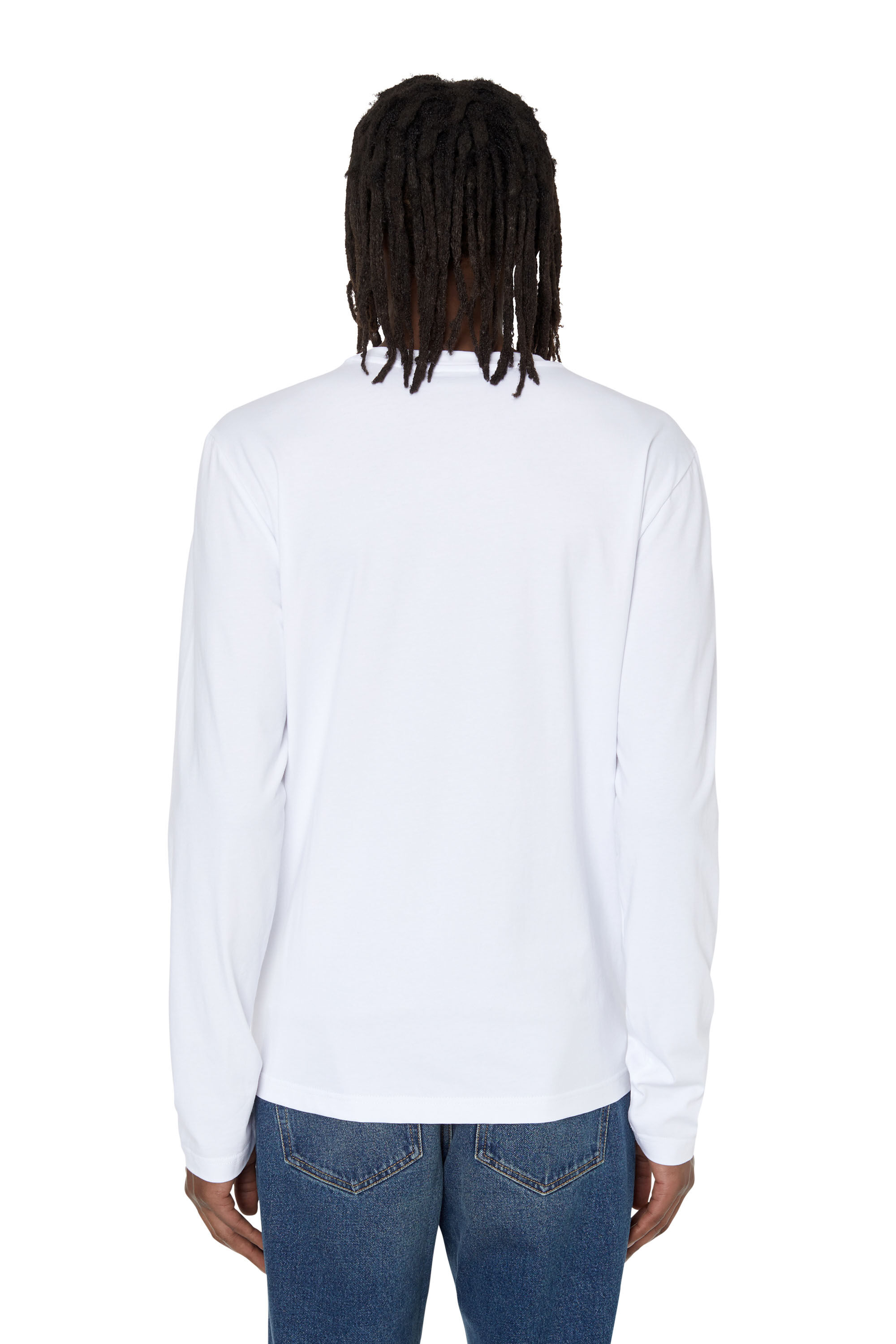 Diesel - T-DIEGOR-LS-MICRODIV, Camiseta de manga larga con logotipo pequeño Hombre in Blanco - 5