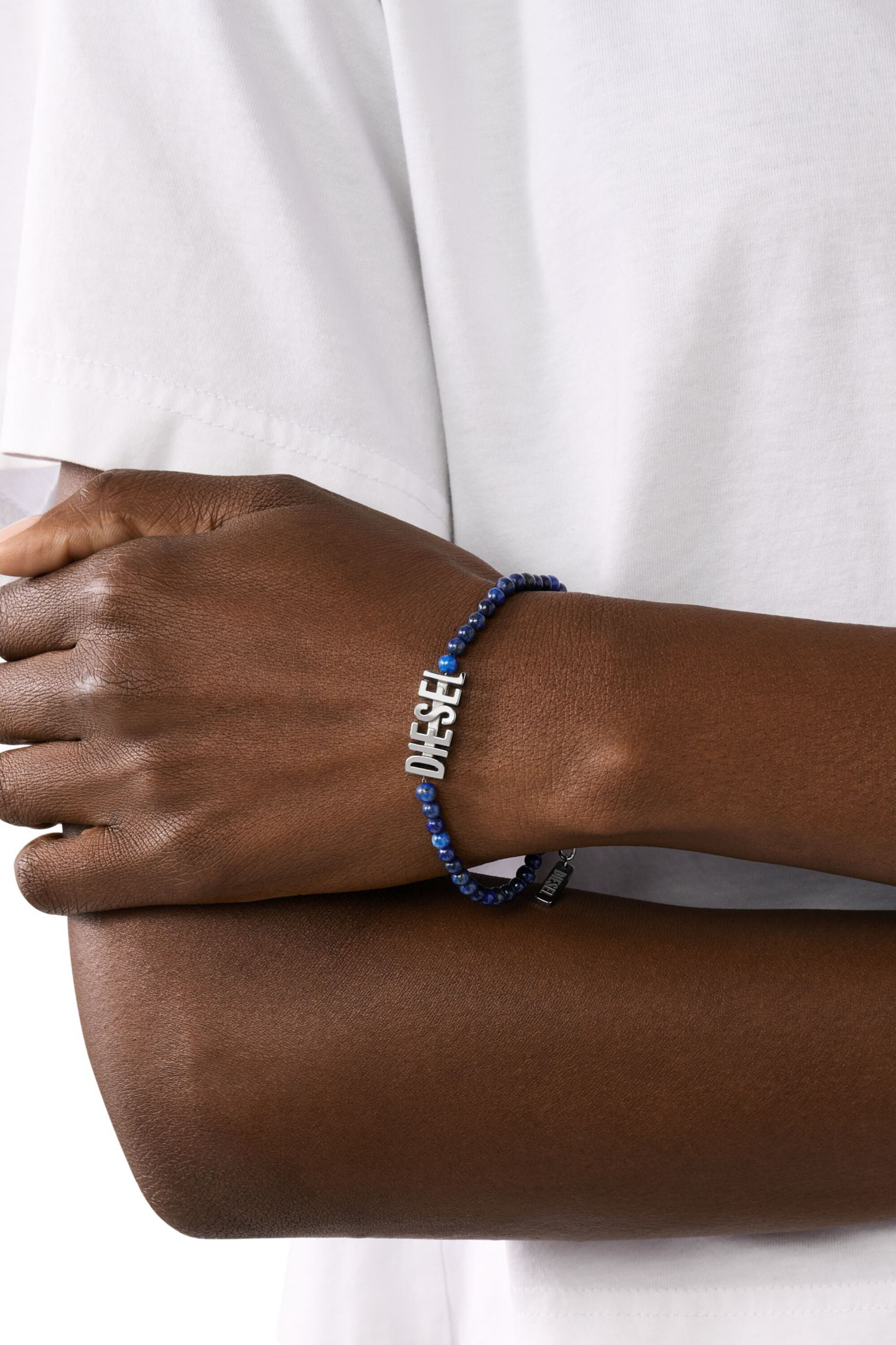 【DIESEL】DX1544040 BRACELET Women's Blue Agate Beaded Bracelet | Blue | Diesel