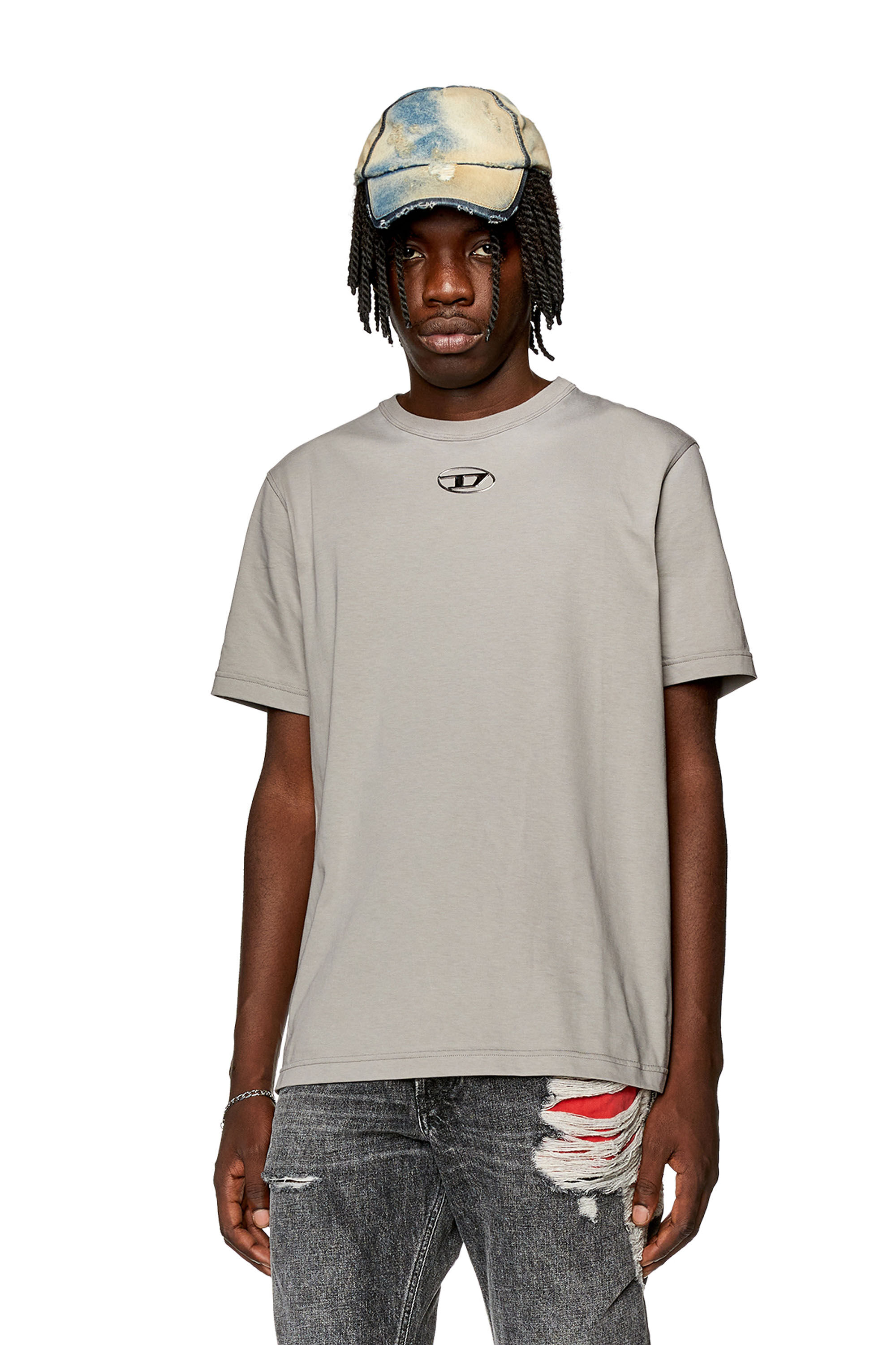 Men s T shirt with injection moulded logo T JUST OD Diesel