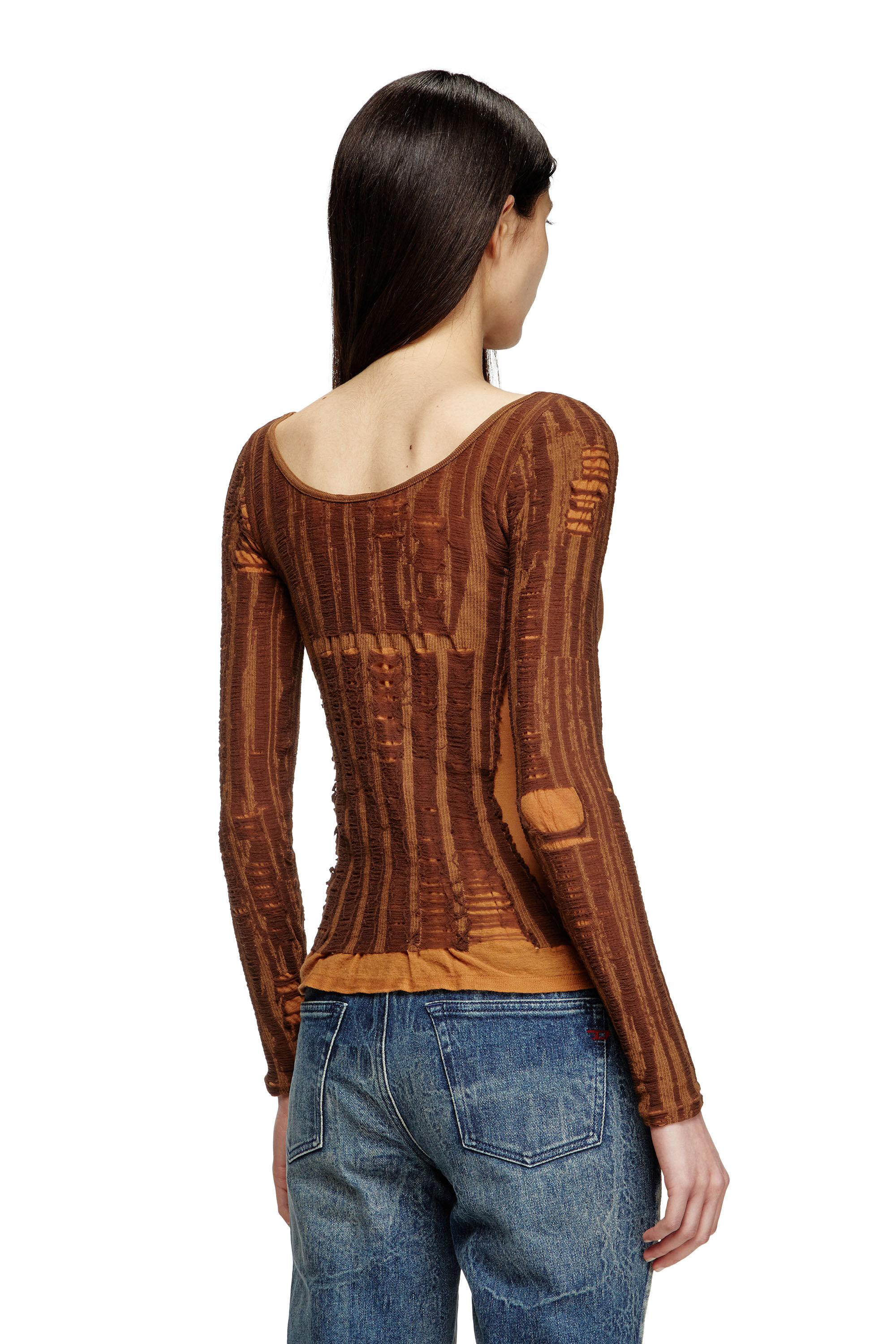 Women's Cropped turtleneck in dégradé knit | Orange | Diesel