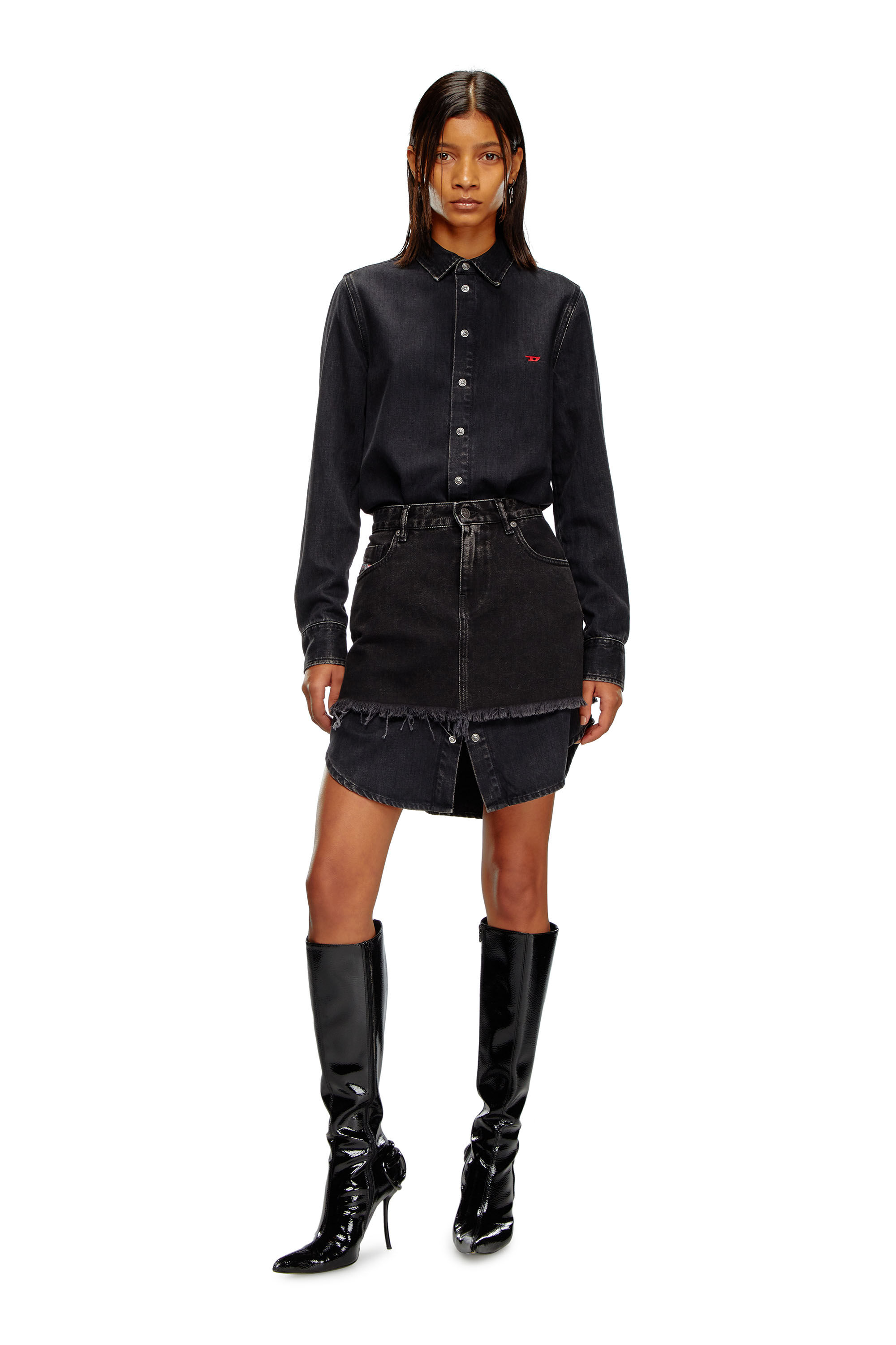 Diesel denim shirt dress with skirt overlay shop