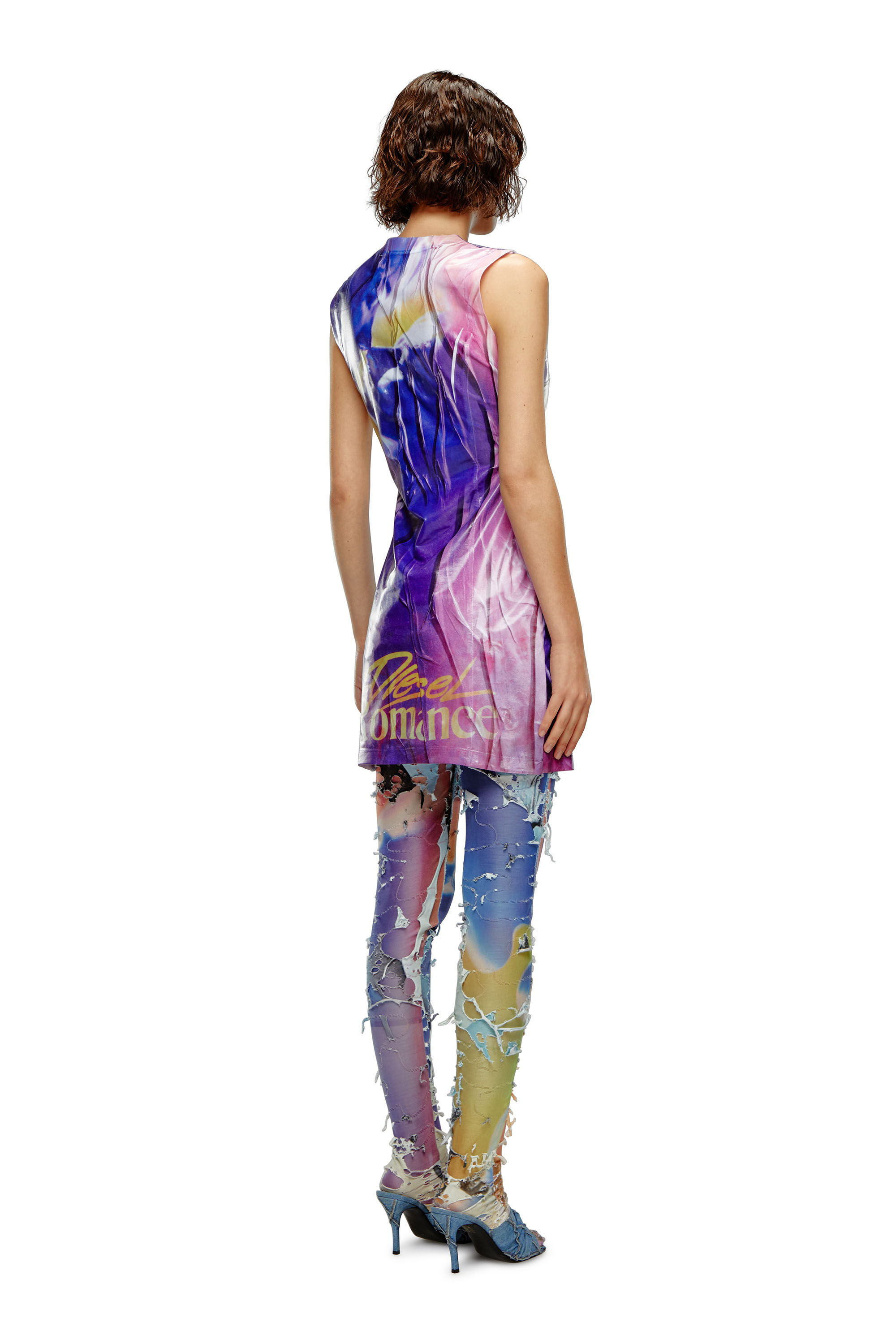 Diesel - D-BELLE, Vestido largo con estampado de póster Mujer in Multicolor - 4