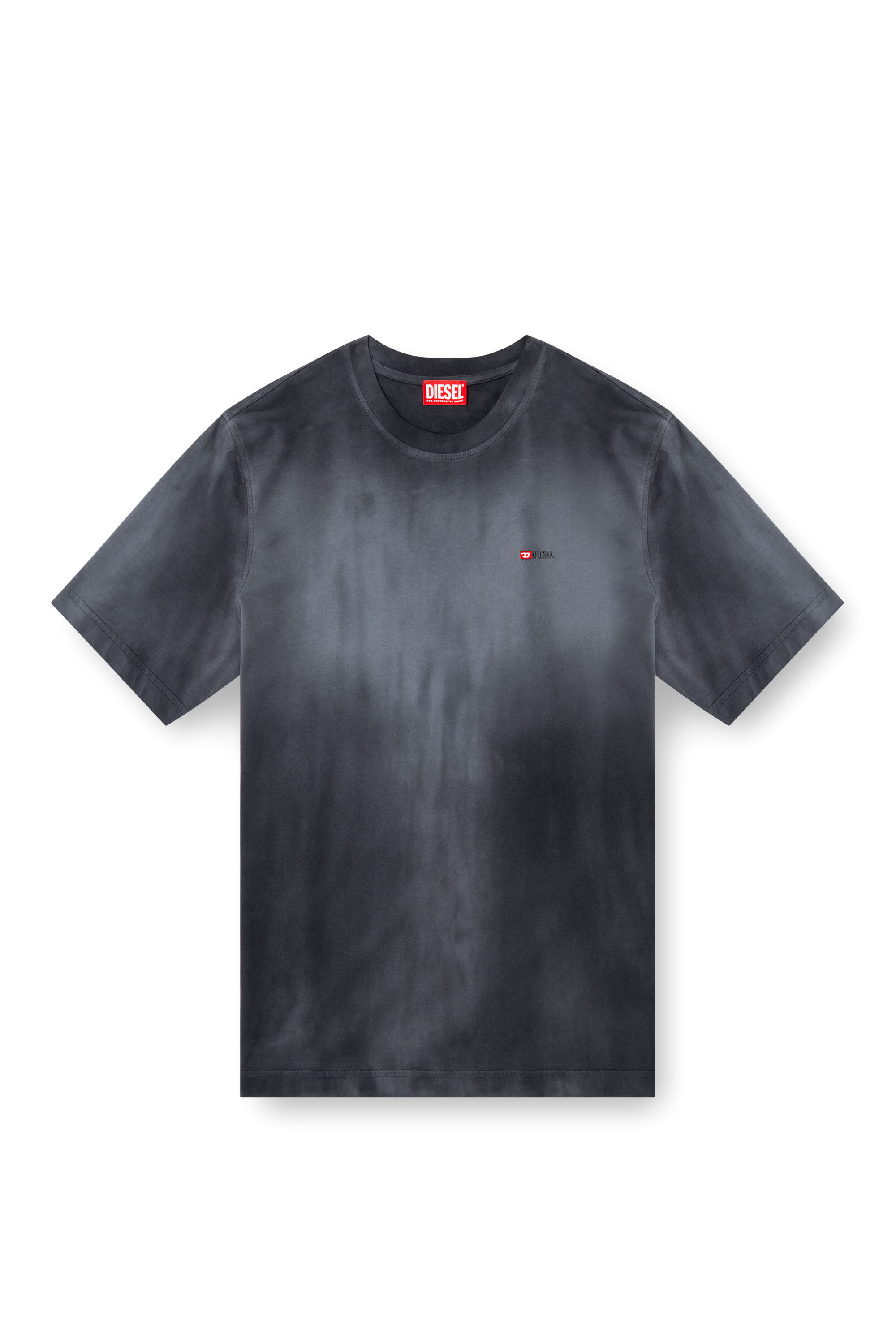 Diesel - T-ADJUST-R15, Camiseta desteñida con bordado de micro logotipo Hombre in Negro - 2