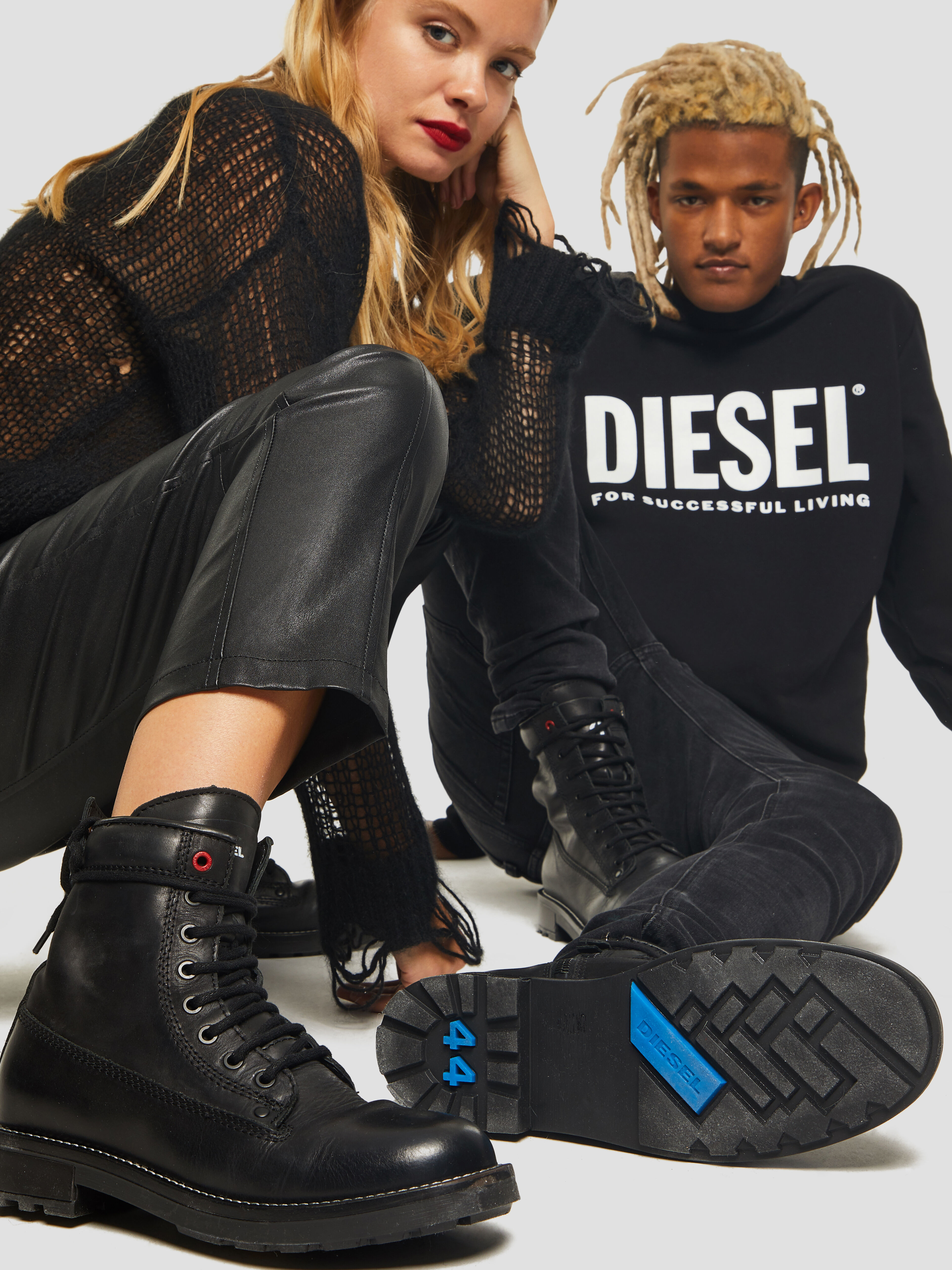 diesel on leather boots