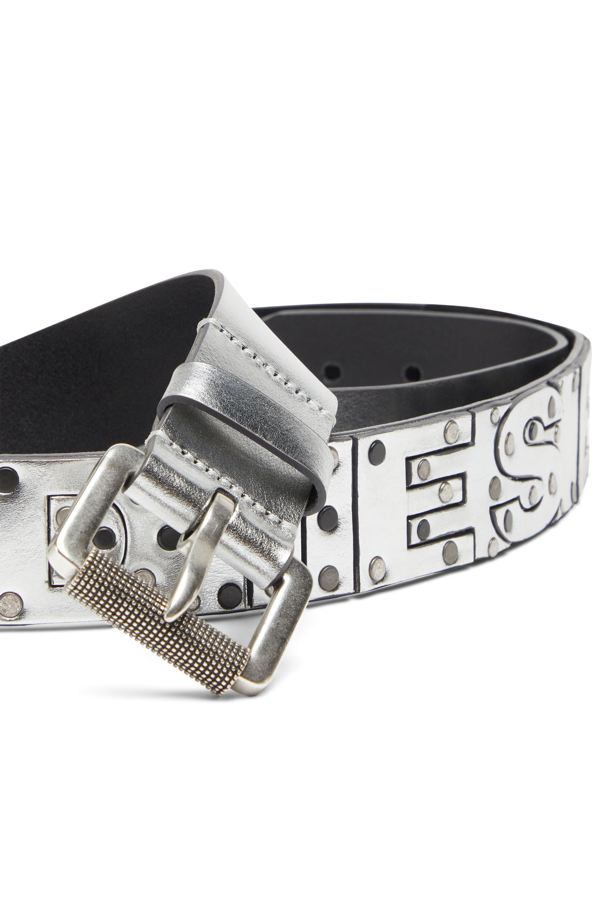 Metallic leather best sale belt