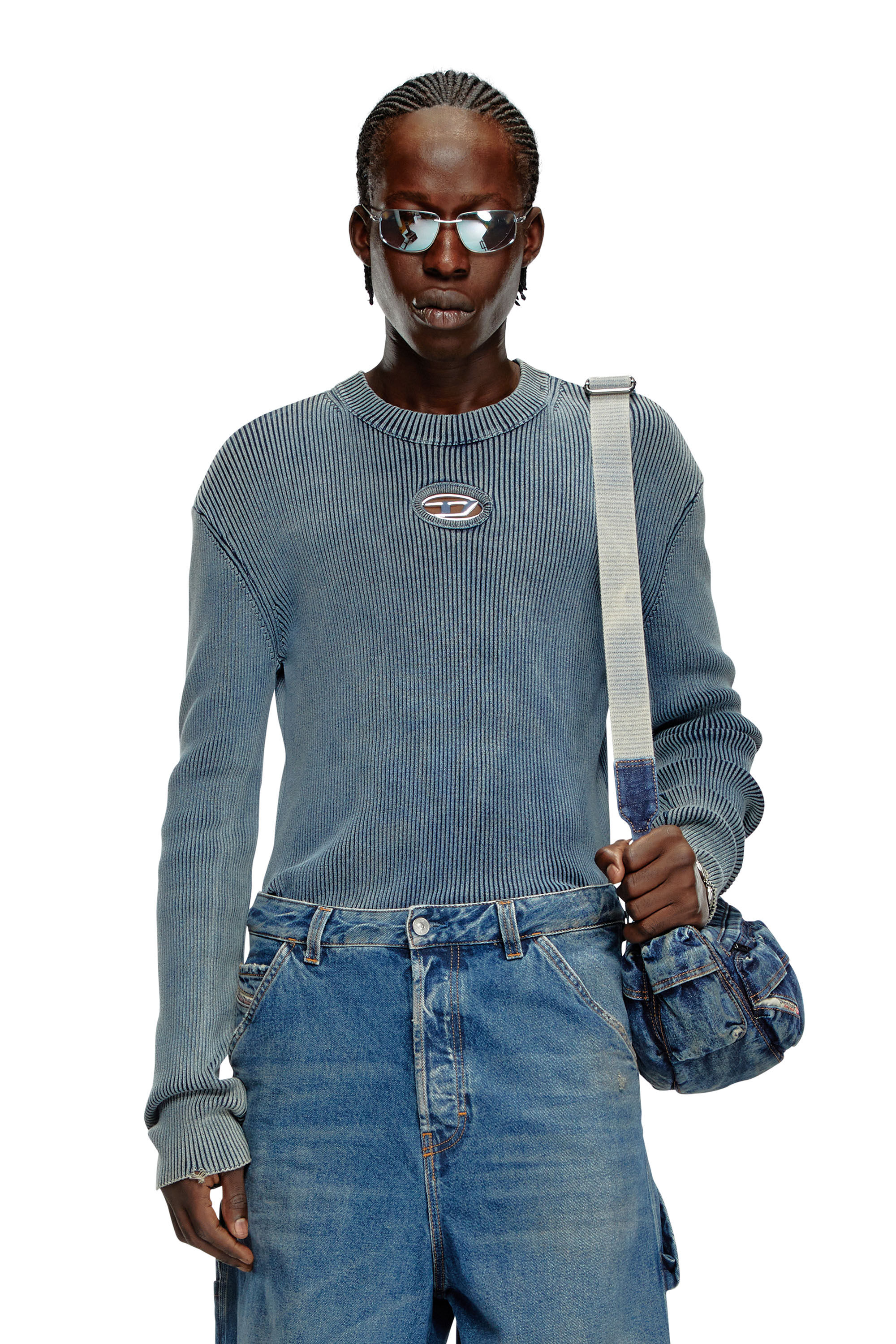 Men's Cut-out jumper with Oval D | Blue | Diesel