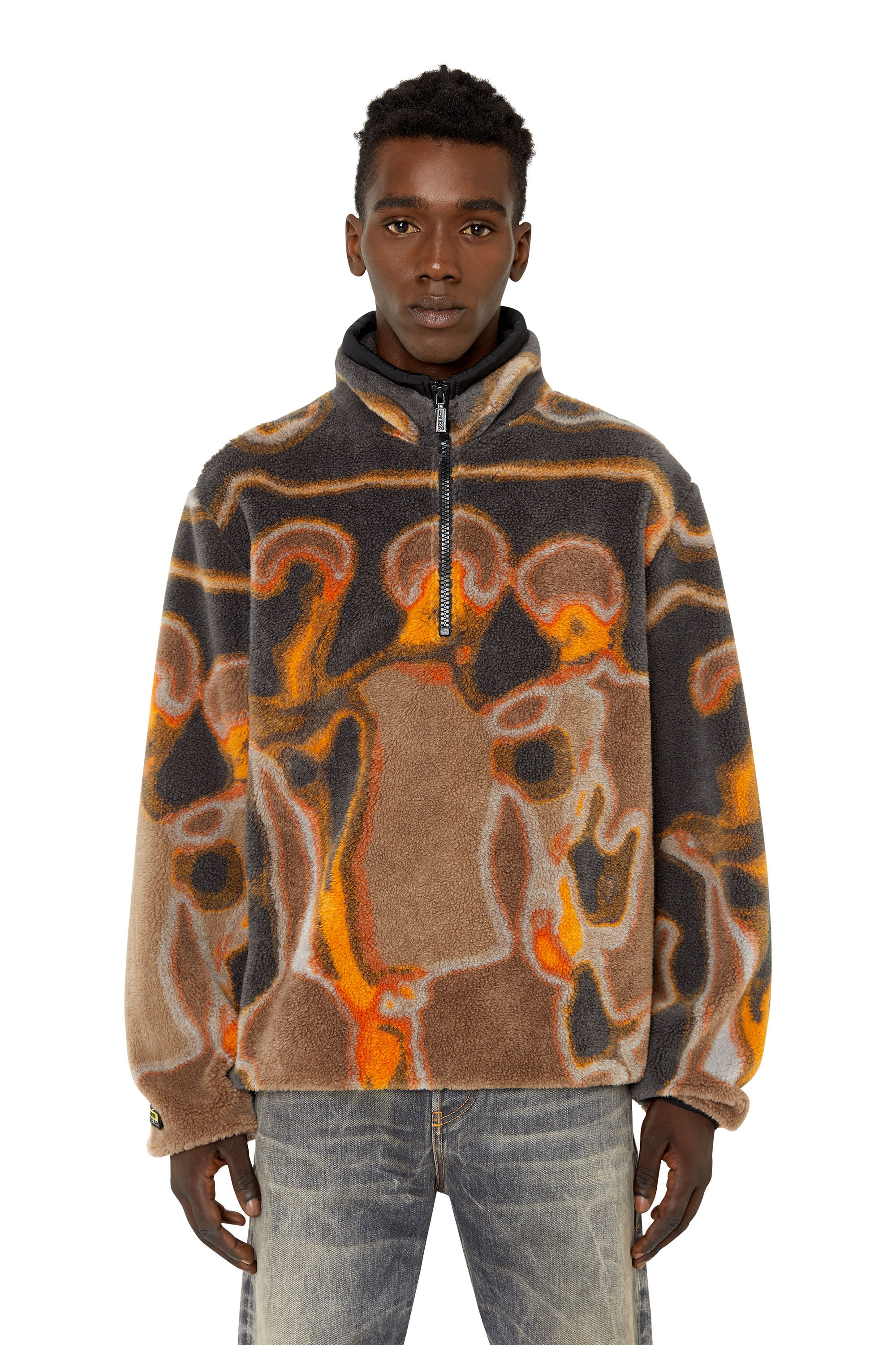 S TRAILER Man Half zip sweatshirt in teddy jacquard Diesel