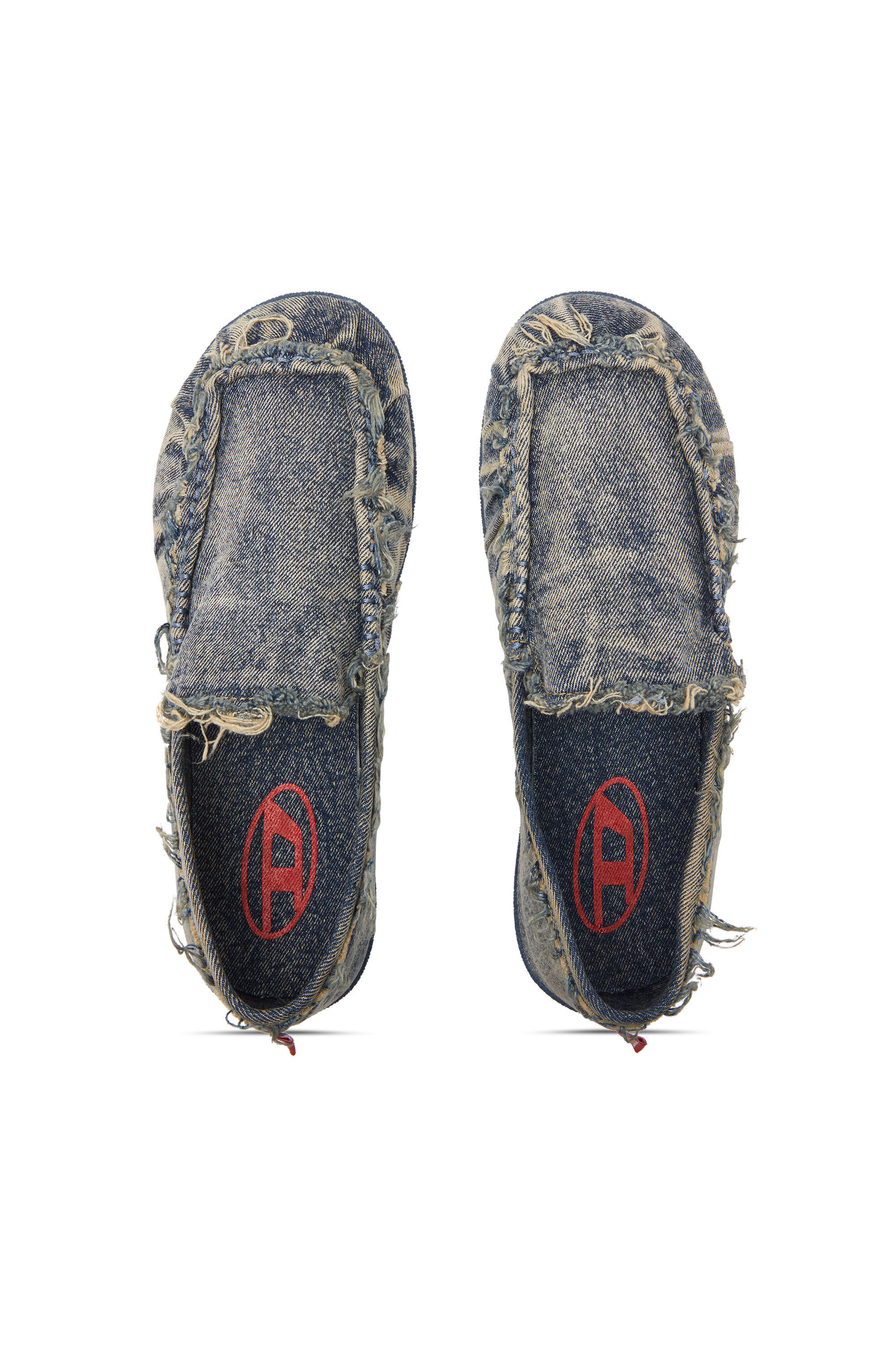 Diesel - D-SHOCK MOC, Man's D-Shock-Distressed denim loafers in Blue - 5