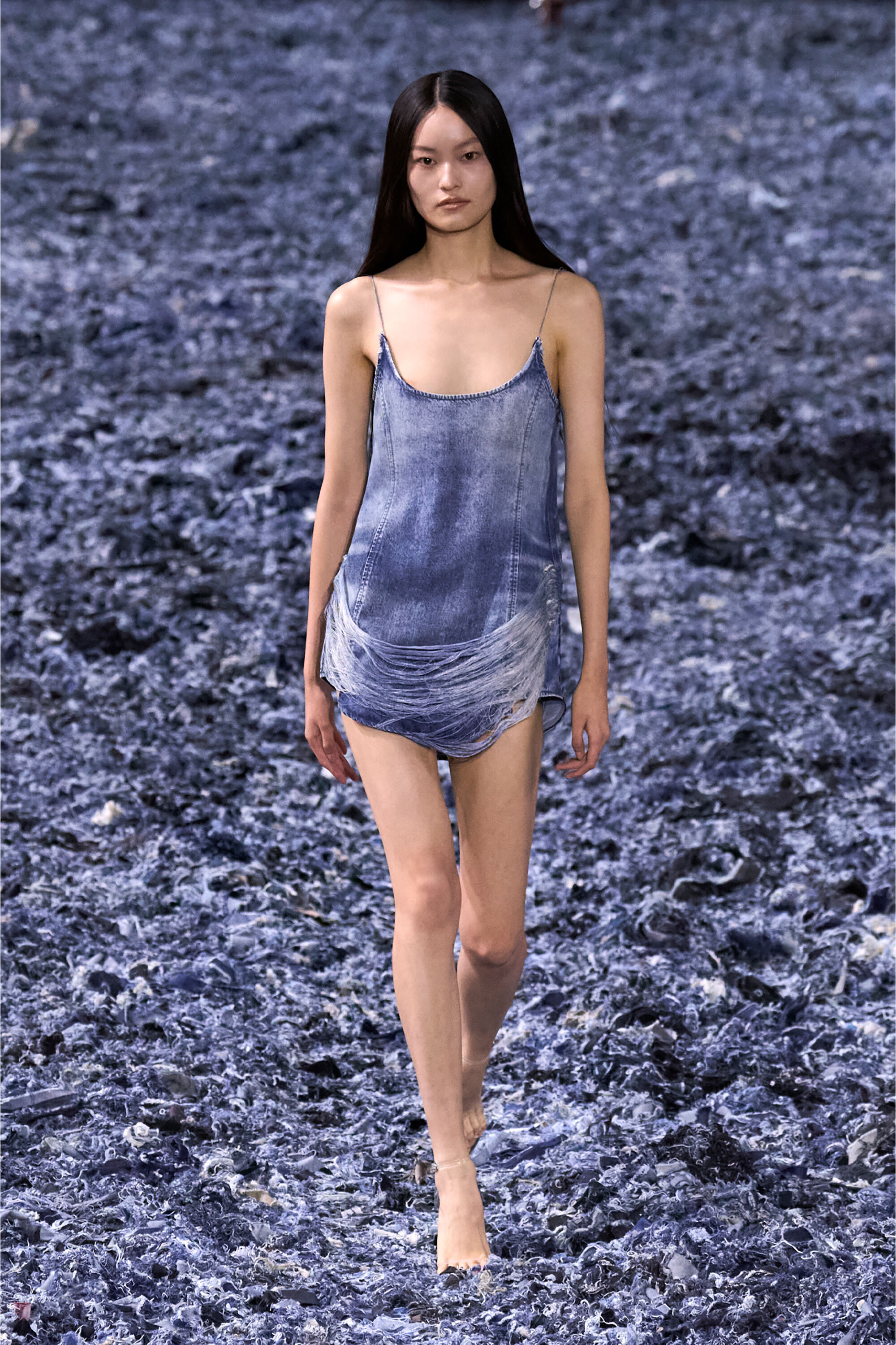 【関税&送料込】Diesel Denim De-Dra Mini Dress Women's Minidress in fringed Tencel denim | Blue | Diesel
