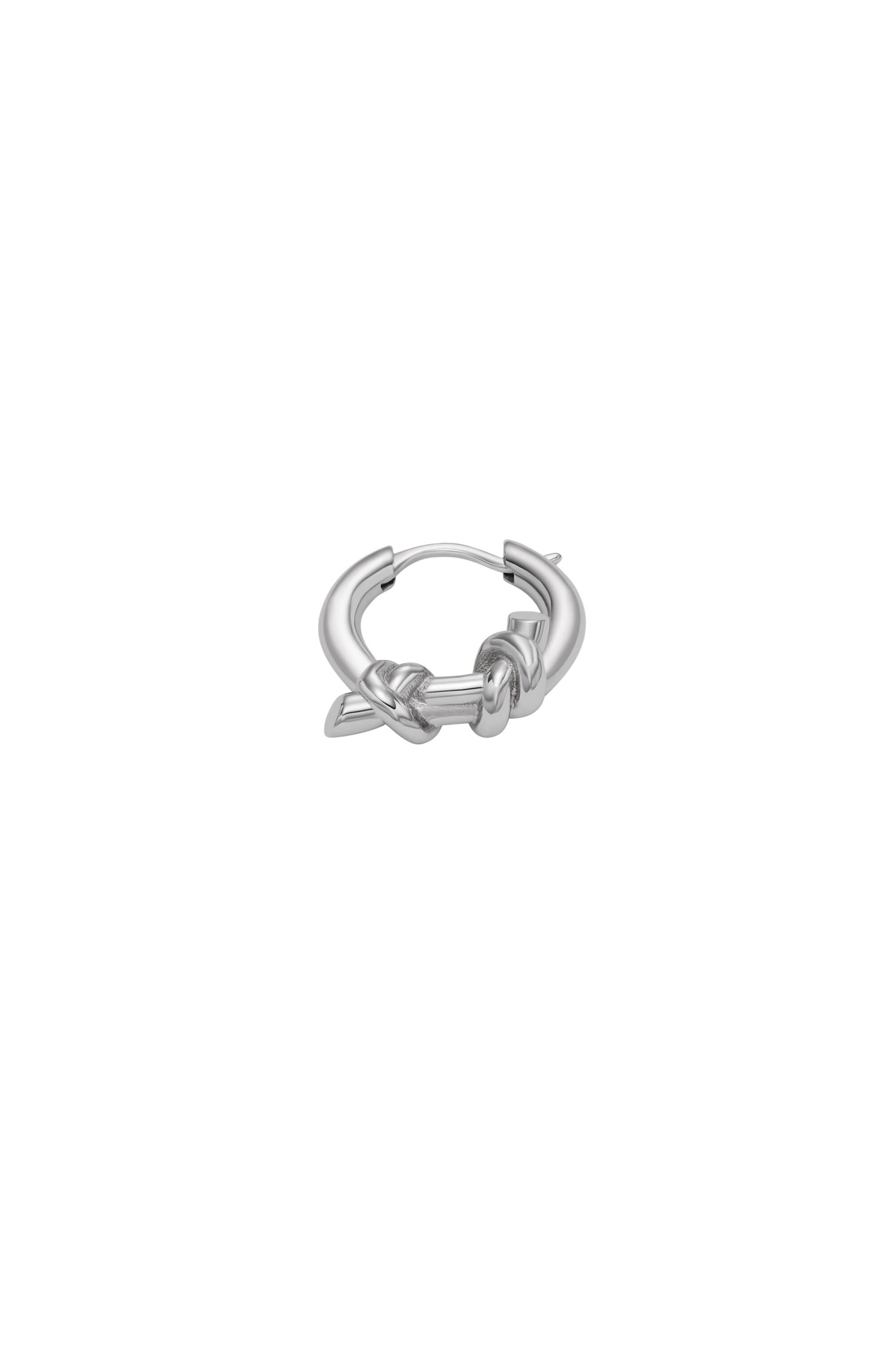 Women's Stainless Steel single hoop knot earring | Silver