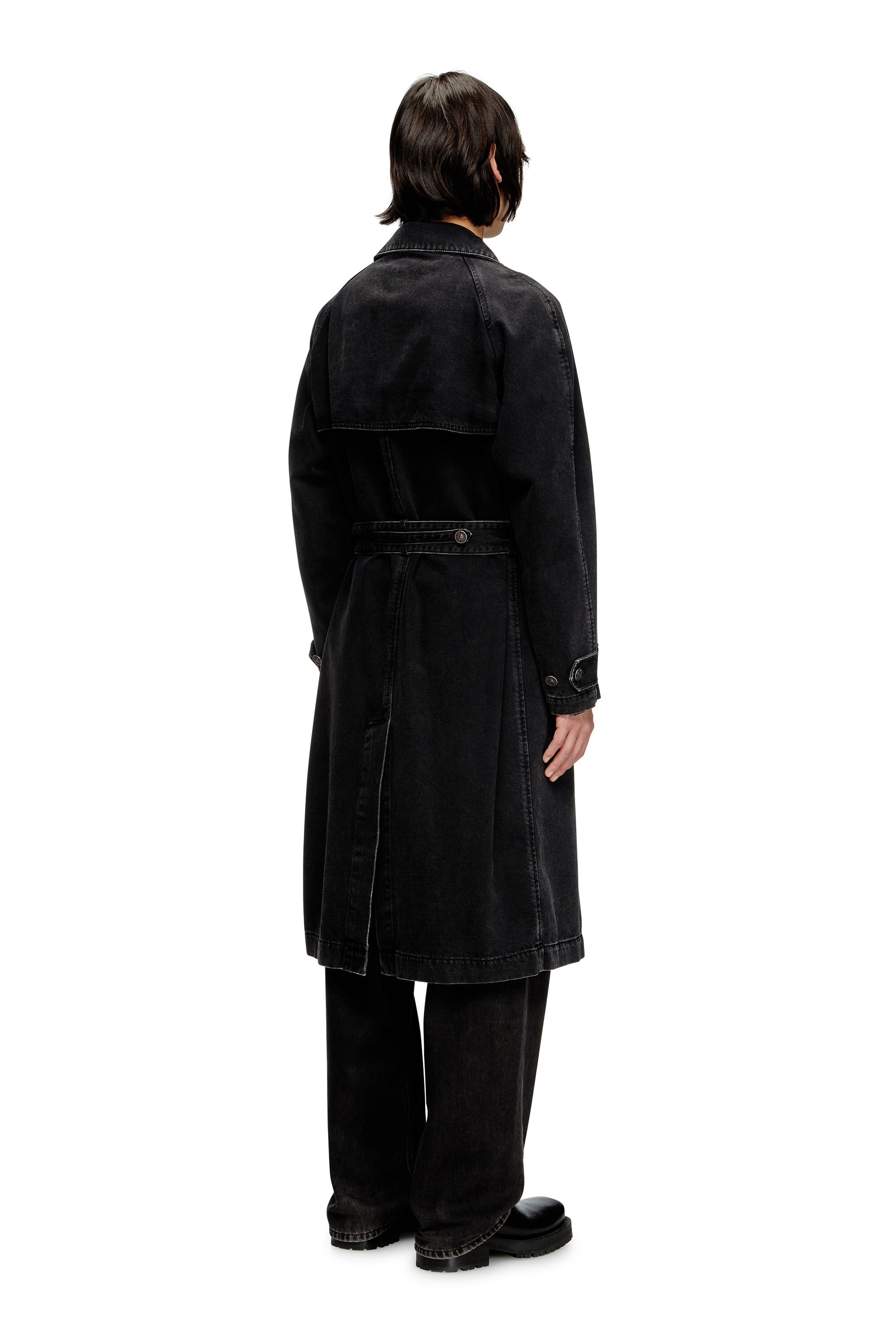 Diesel - D-DELIRIOUS-D, Man's Trench coat in clean-wash denim in Black - 5