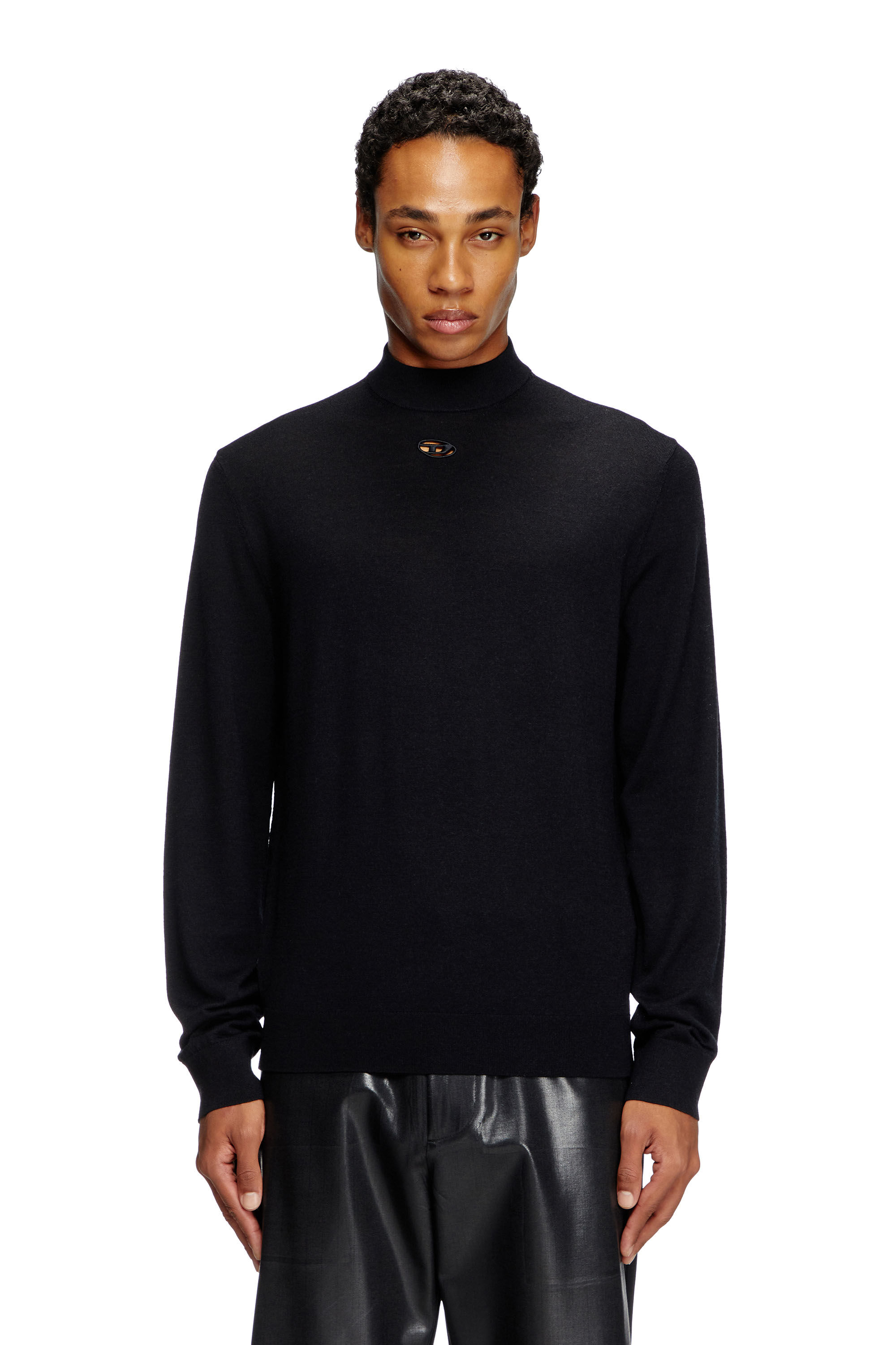 Diesel - K-GIL, Jersey con cuello alto de lana Hombre in Negro - 3