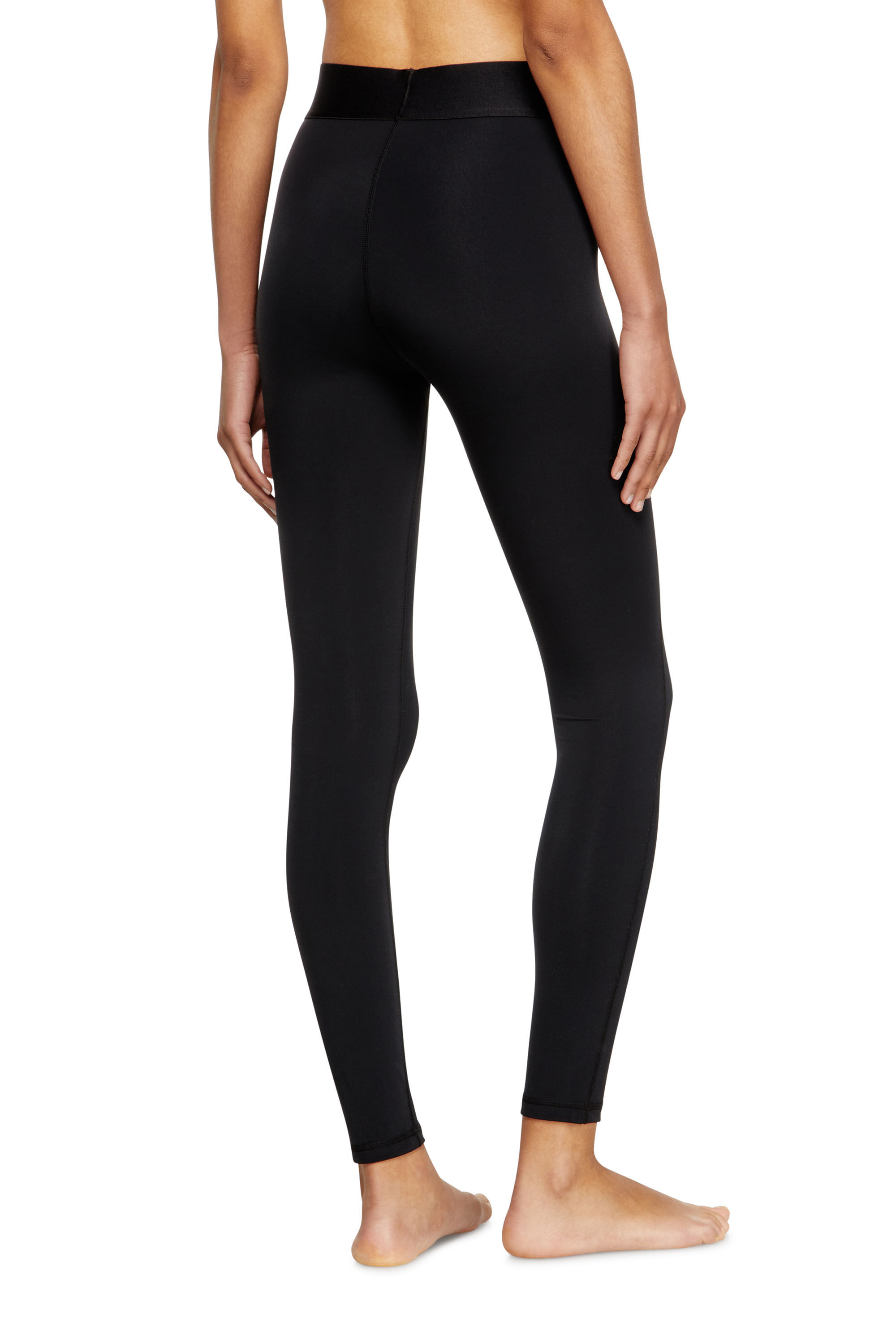Diesel - ADELINE-D-POP, Woman's Microfibre leggings with cut-off logo in Black - 2
