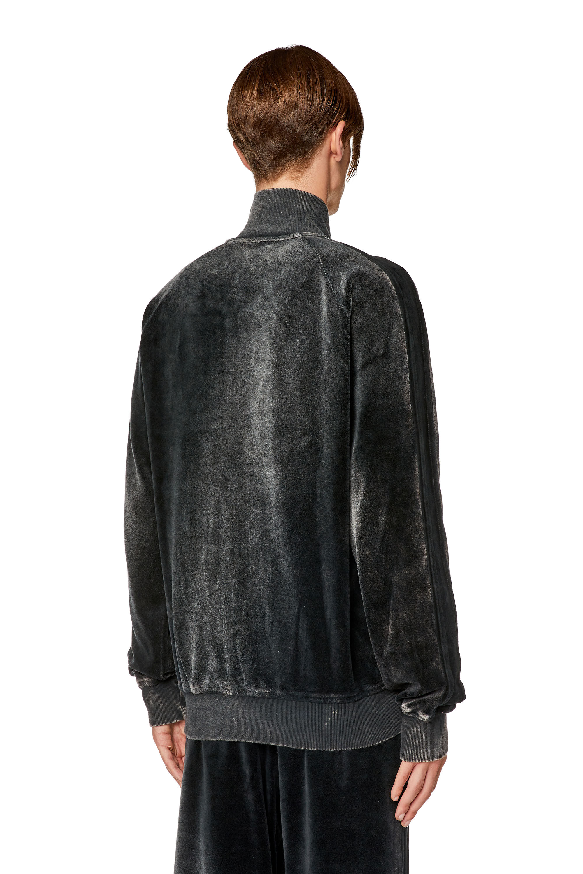 Men's Chenille track jacket with mock neck | Black | Diesel