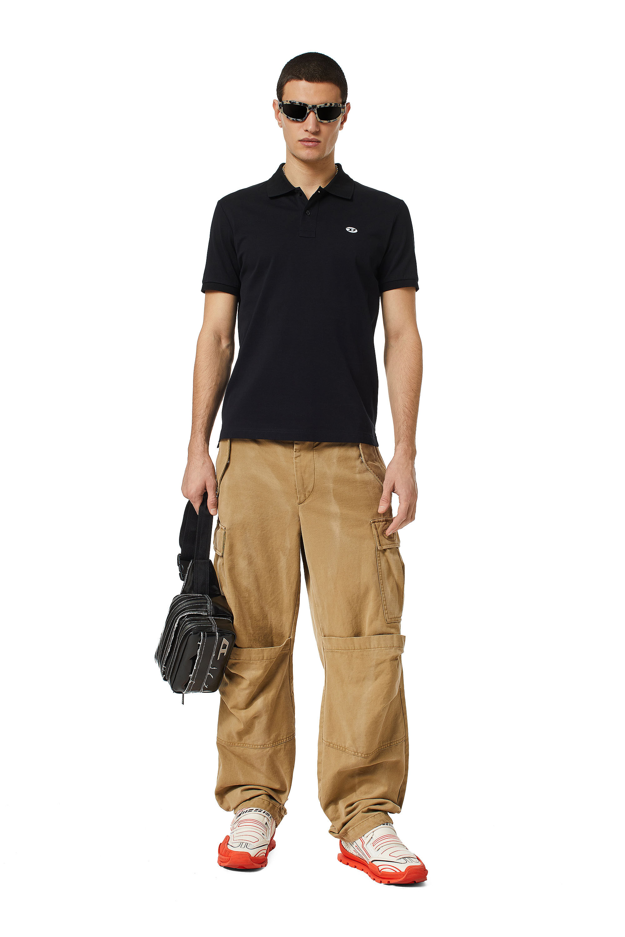 Polo shirt with D oval Patch | Black | Diesel