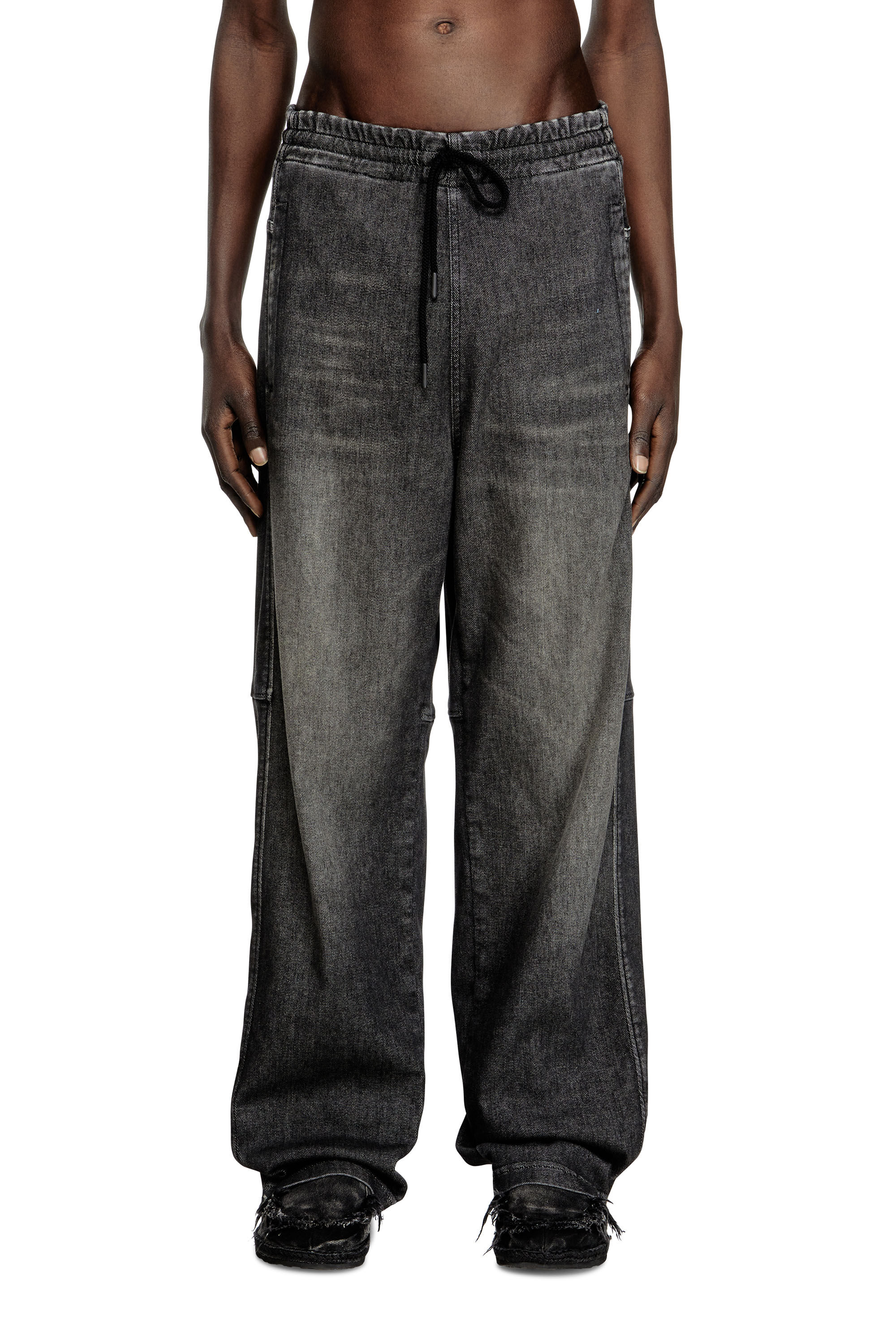 Diesel - Relaxed D-Martyans Track Denim 09L77 Unisex, Negro/Gris oscuro - 3
