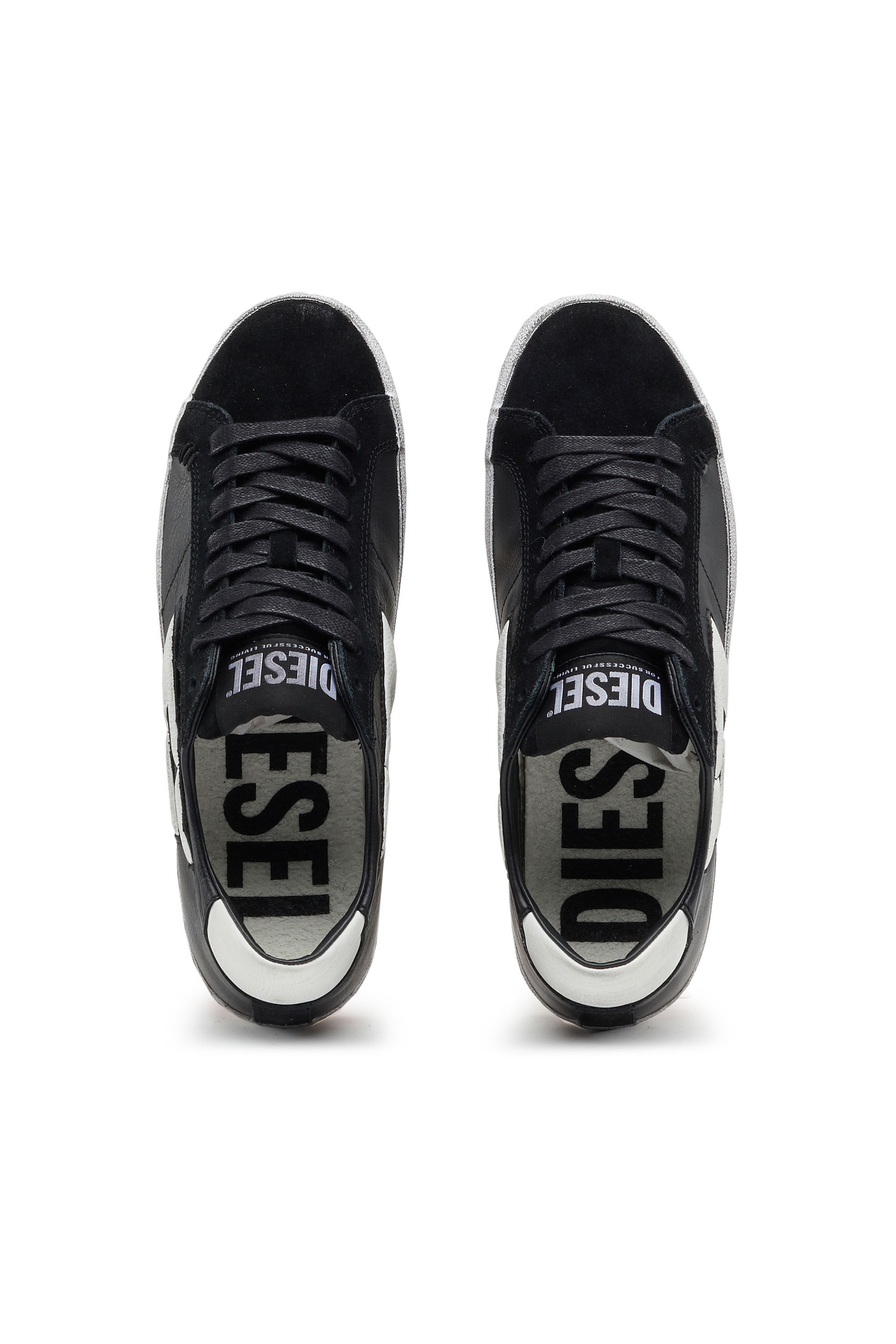 Women's Low-top leather sneakers with D logo | Diesel S-LEROJI