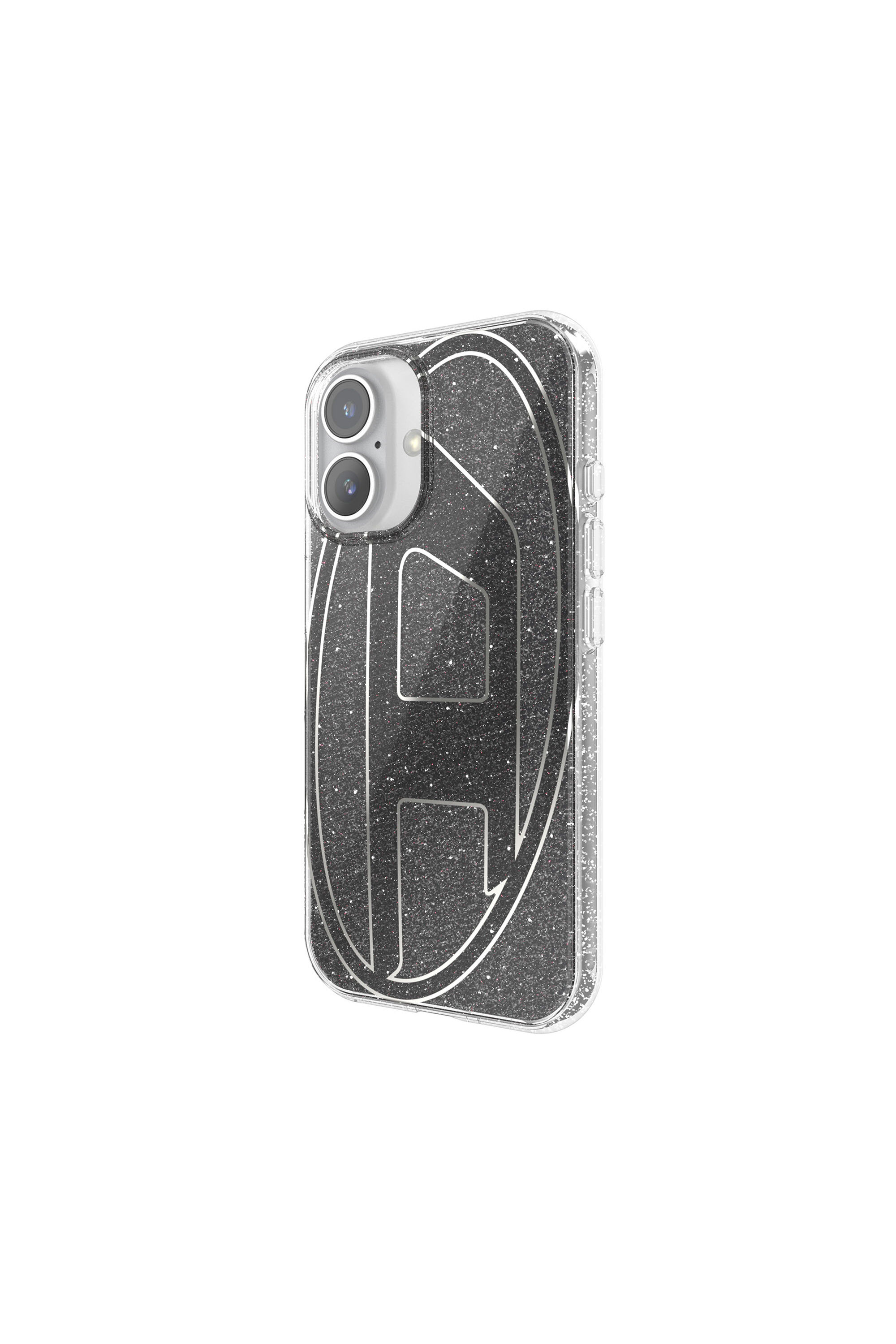 Women's Oval D Glitter Case for iP 16 | Black | Diesel