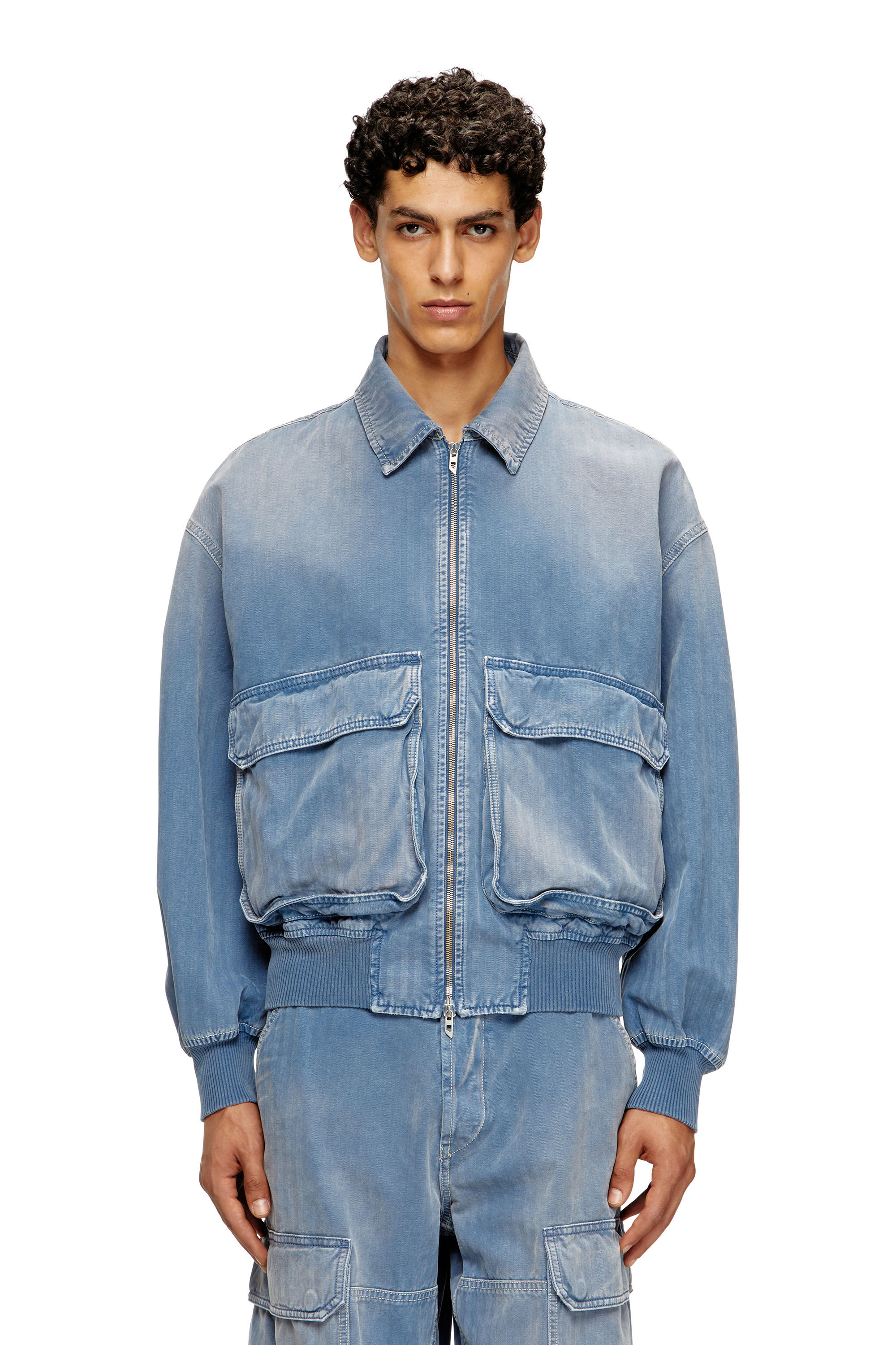 Diesel - D-KURZ, Chaqueta en denim de espiga coloreada Unisex in Azul marino - 3