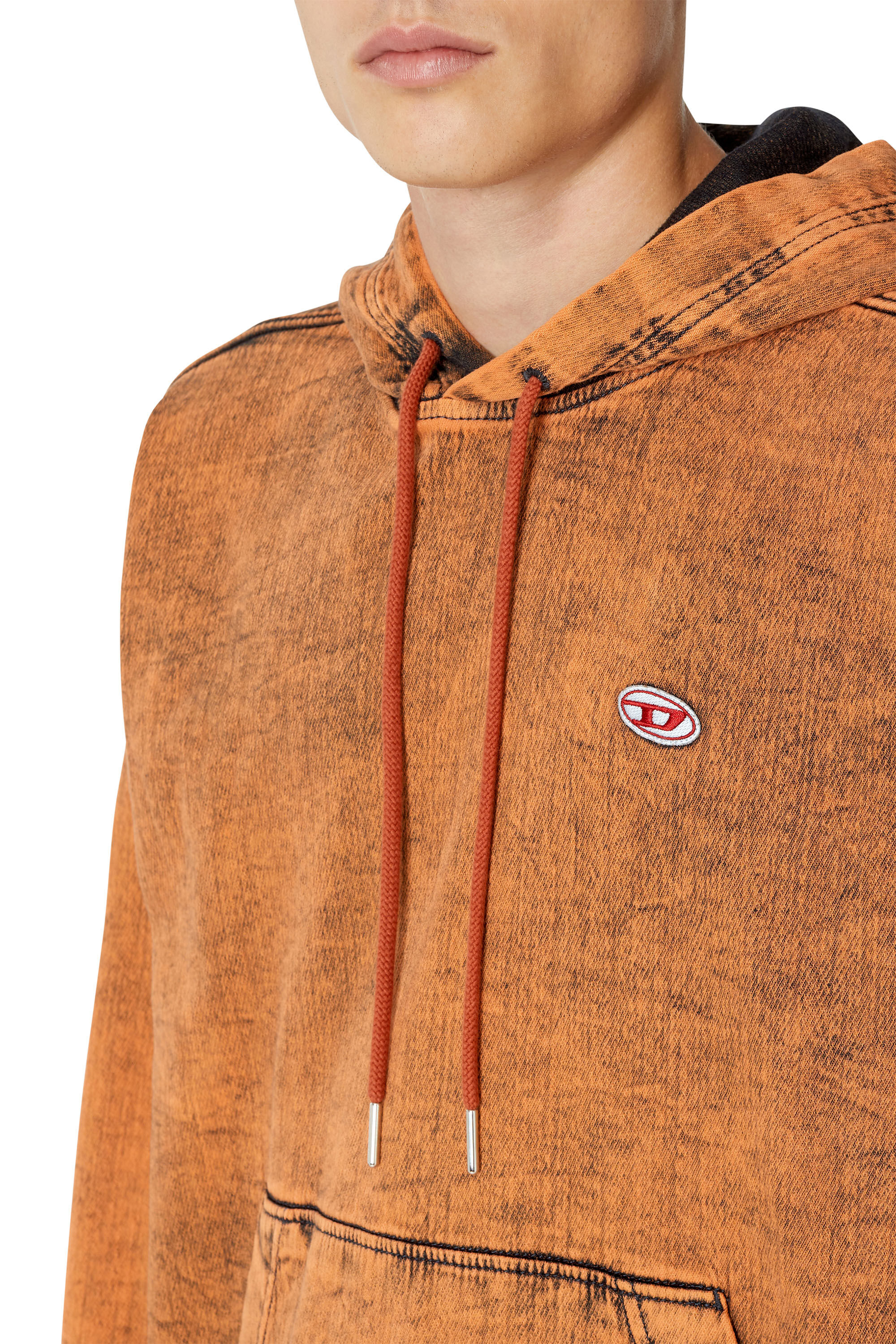 Diesel - D-UM-RIB TRACK DENIM HOODIE, Orange - Image 5