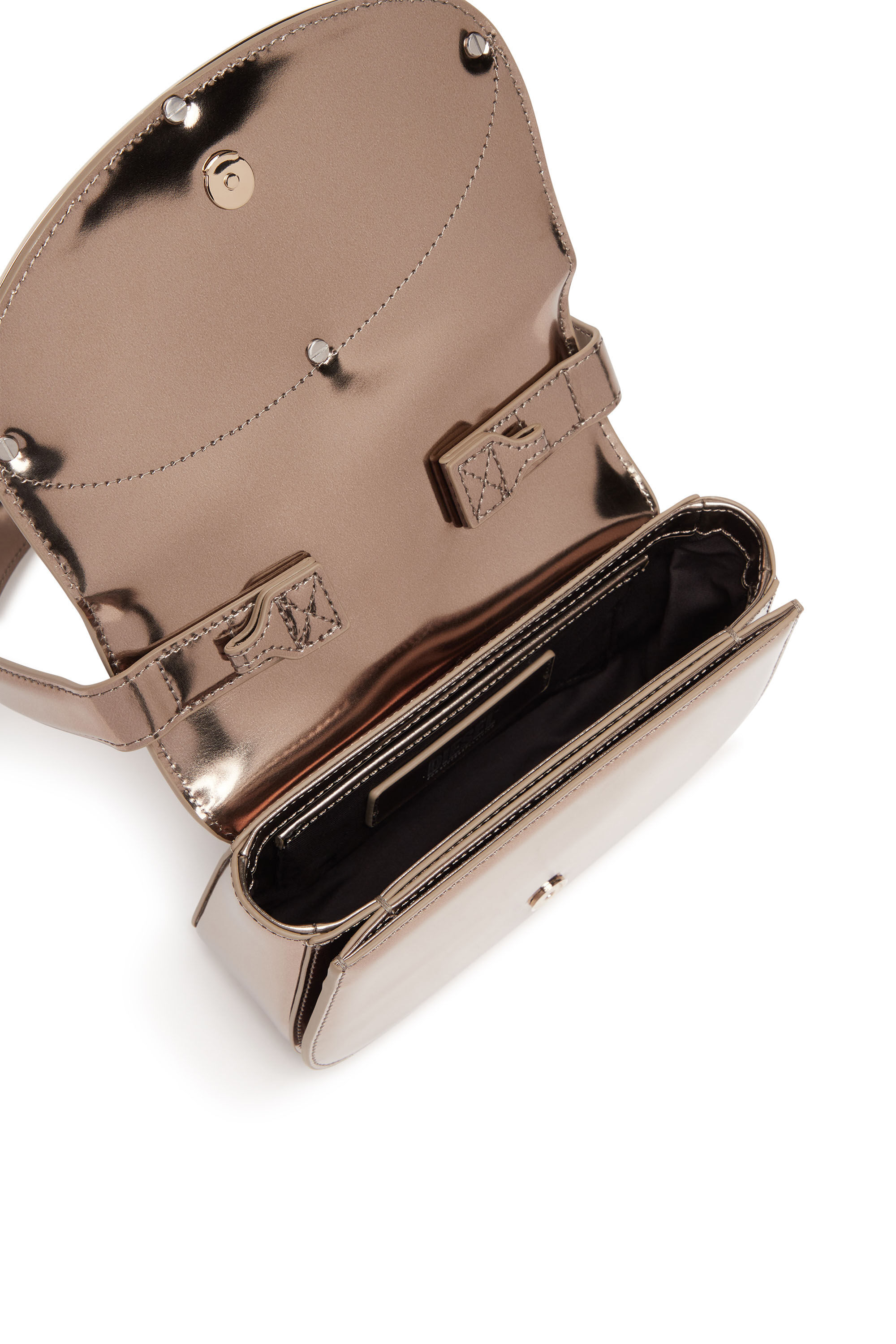 Women's 1DR-Iconic shoulder bag in mirrored leather | Brown