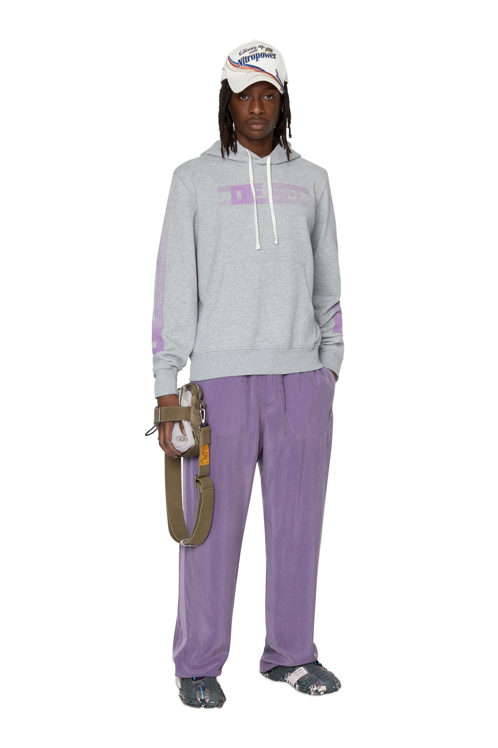 S GINN HOOD E3 Man Hoodie with striped logo graphics Diesel