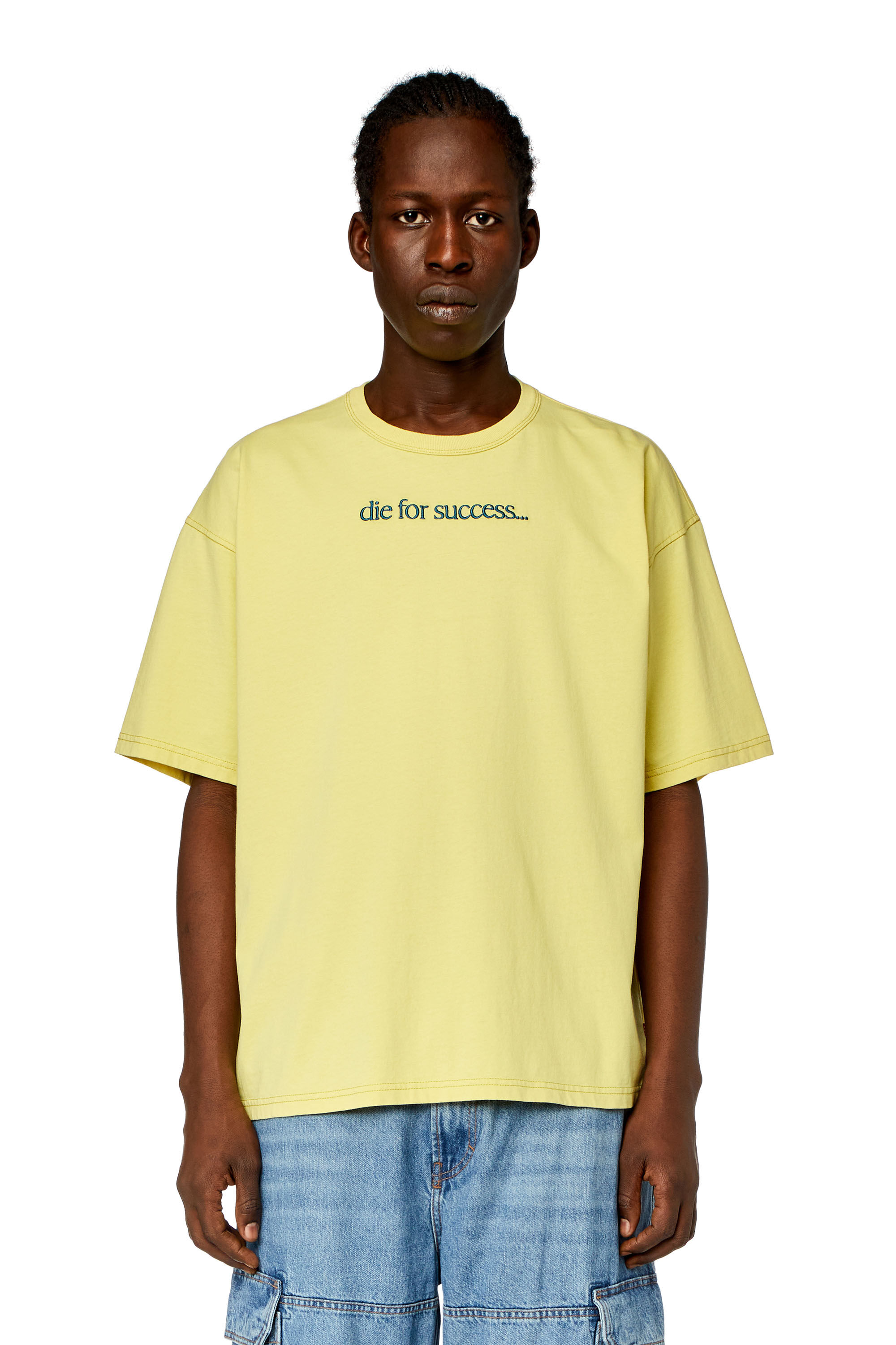 Men's T-shirt with Die For Success embroidery | Yellow | Diesel