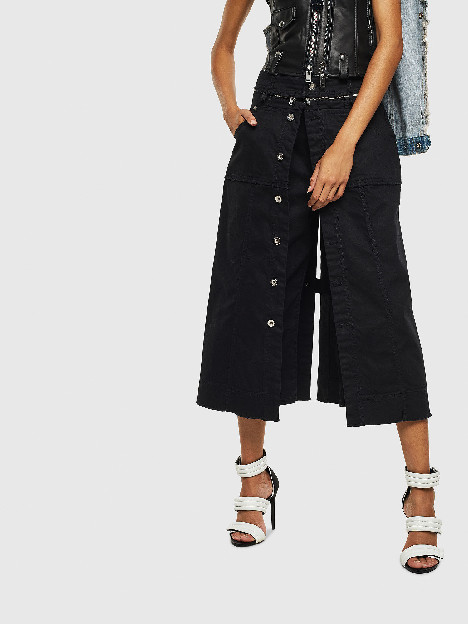 diesel denim shirt dress with skirt overlay