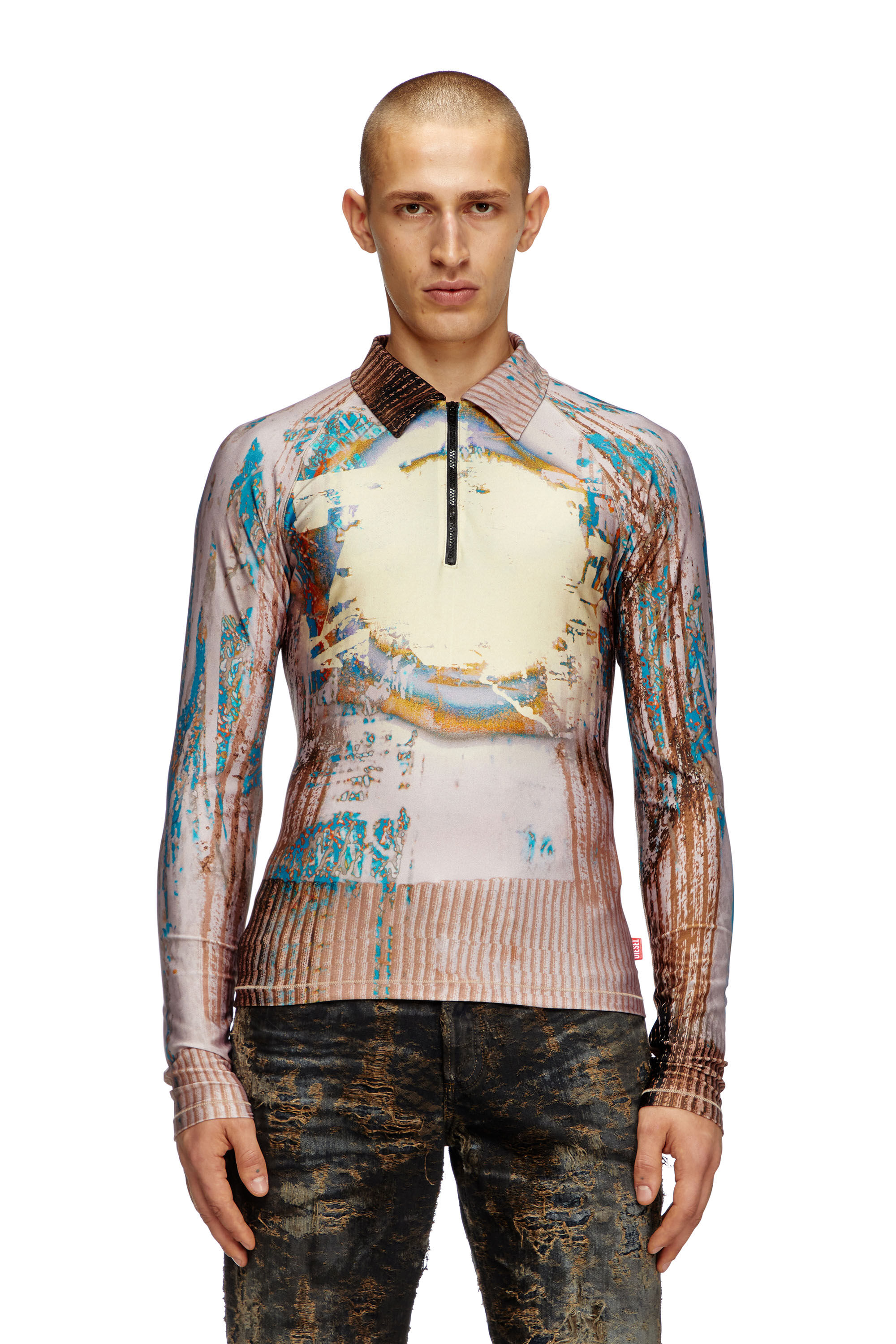 「数量限定 在庫処分セール」 Men's effects l'oeil trompe with shirt polo Fluid トップス