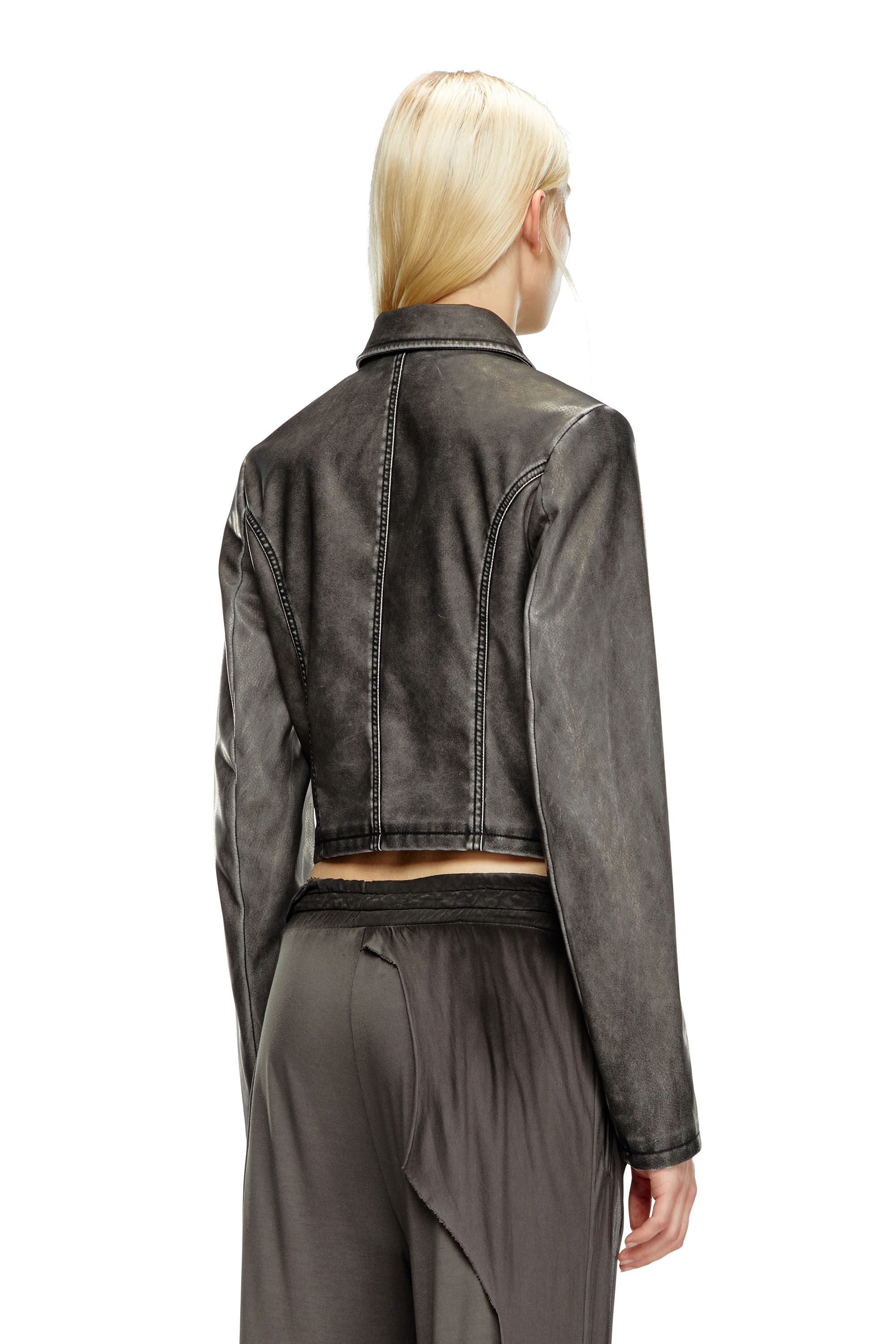 Diesel - G-OTA, Woman's Cropped jacket in washed tech fabric in Black - 5
