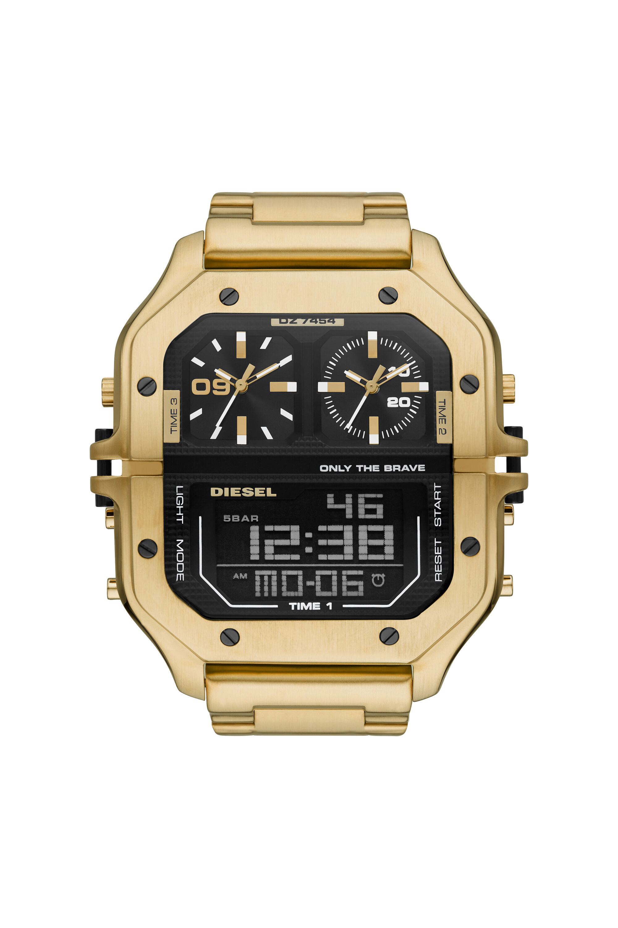 DZ7454 Man: Clasher Ana-Digi gold-tone stainless steel watch