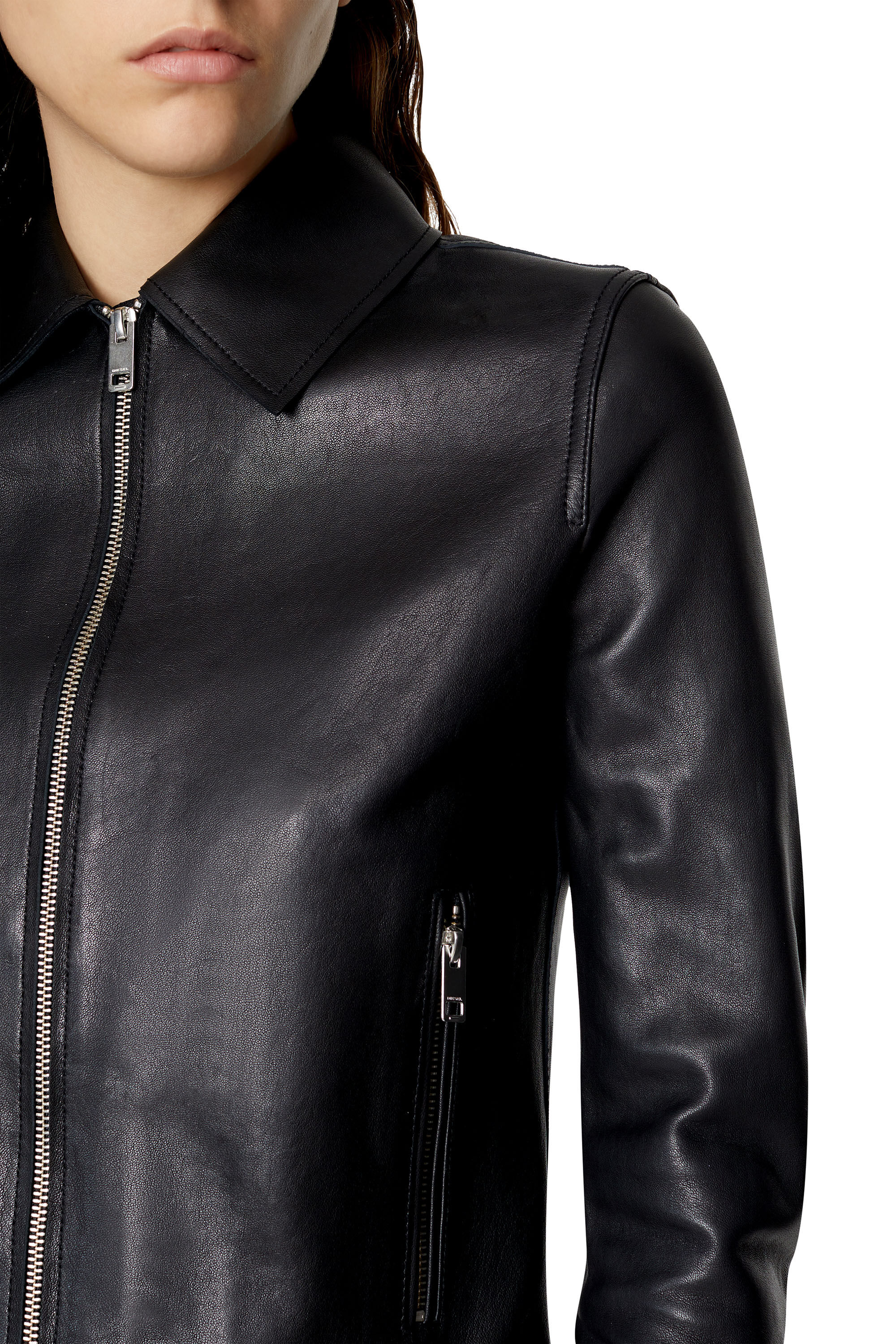 L MELIA NW Woman Light leather biker jacket Diesel