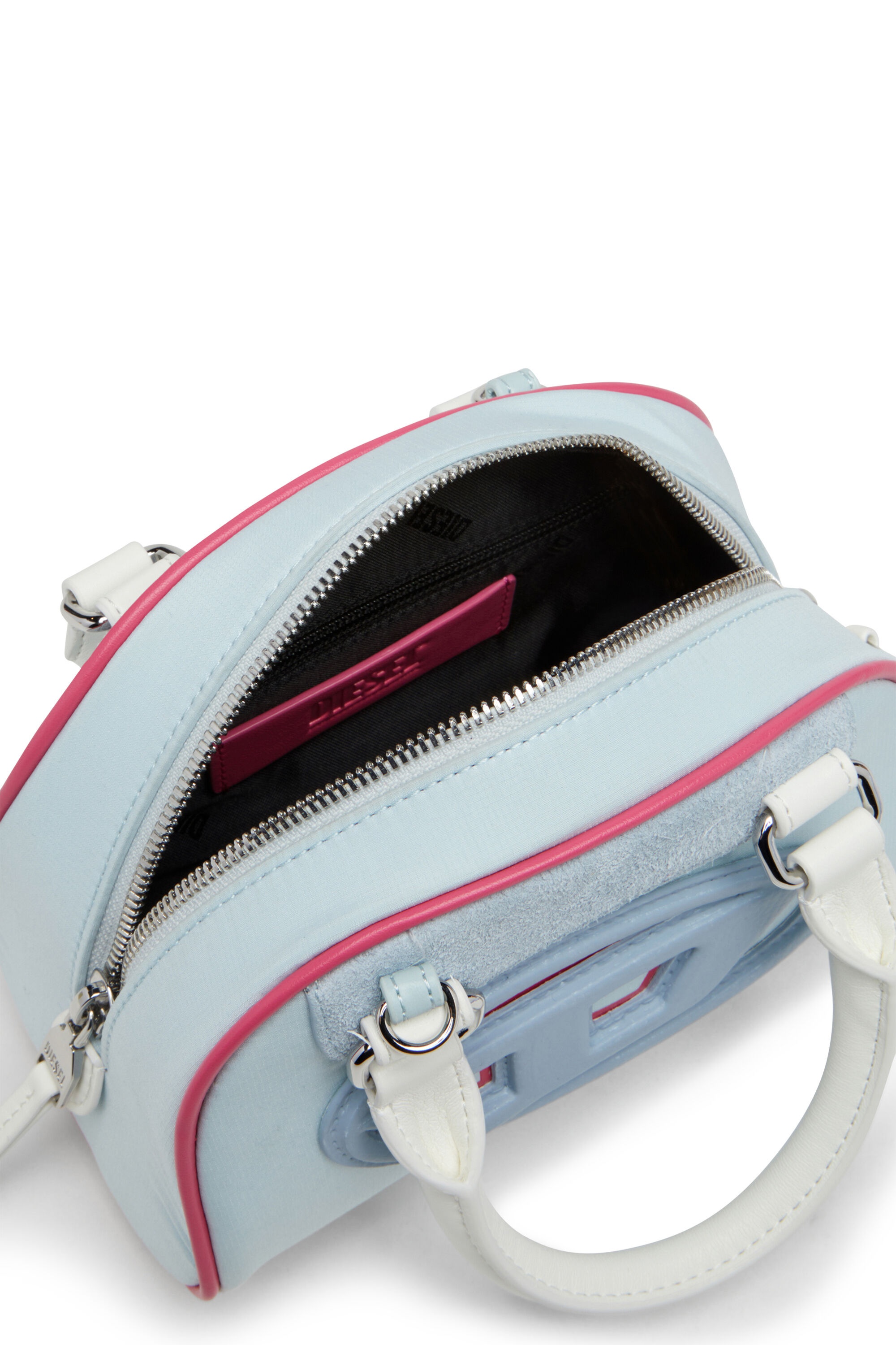 Diesel - 1DR DOME CROSSBODY, Woman's 1DR Dome-Colour-block mini bowling bag in Light Blue - 2