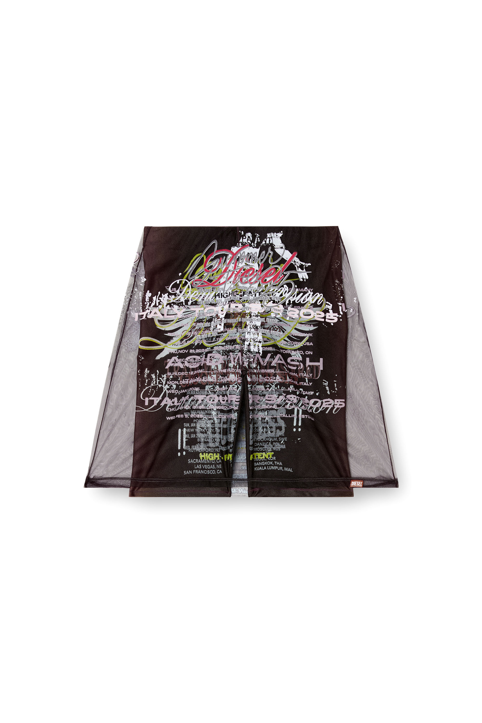 Diesel - O-LYMPIAC-1, Falda con estampado de letras de canciones a capas Mujer in Negro - 2