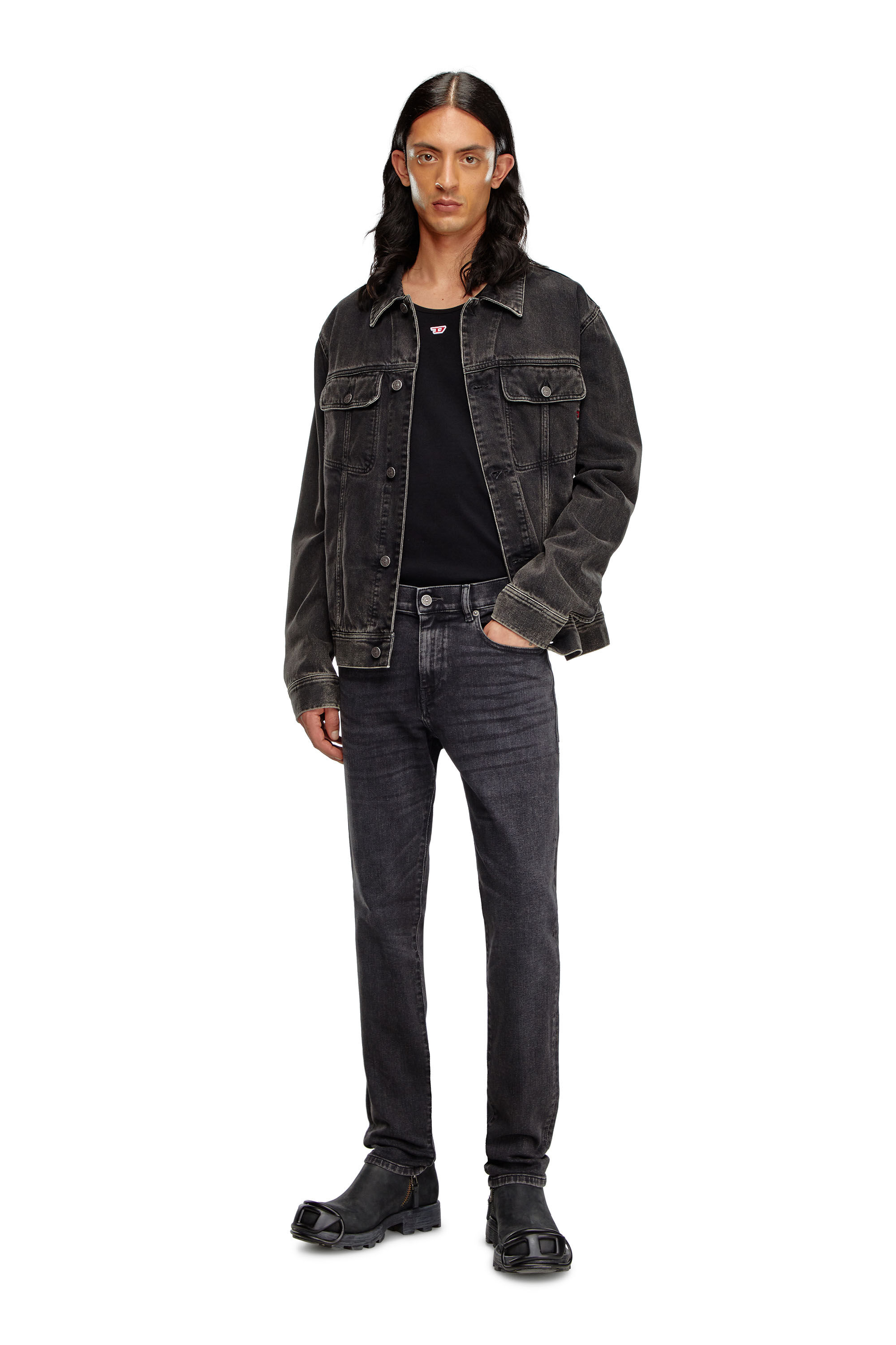 2019 D STRUKT Man Slim mid waist Jeans Black Dark grey Diesel