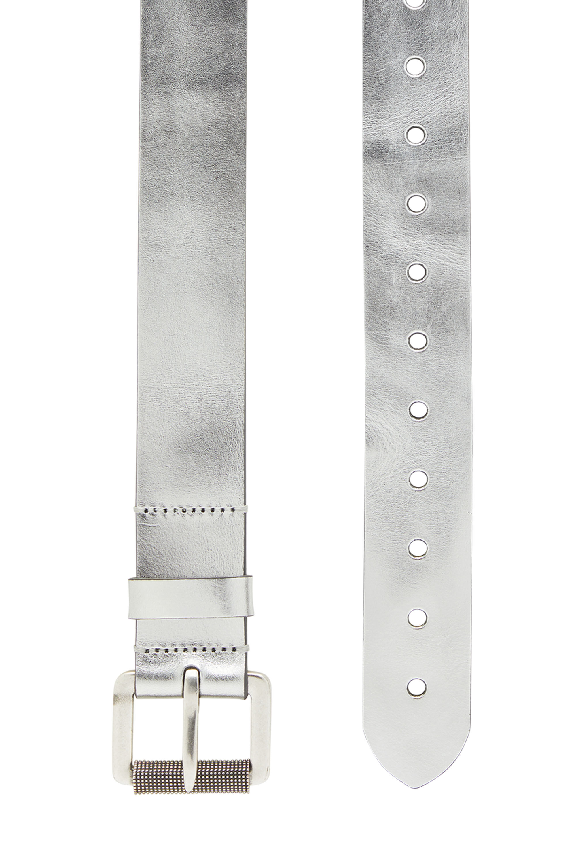B-STELLAR Man: Metallic leather belt with inlaid logo | Diesel