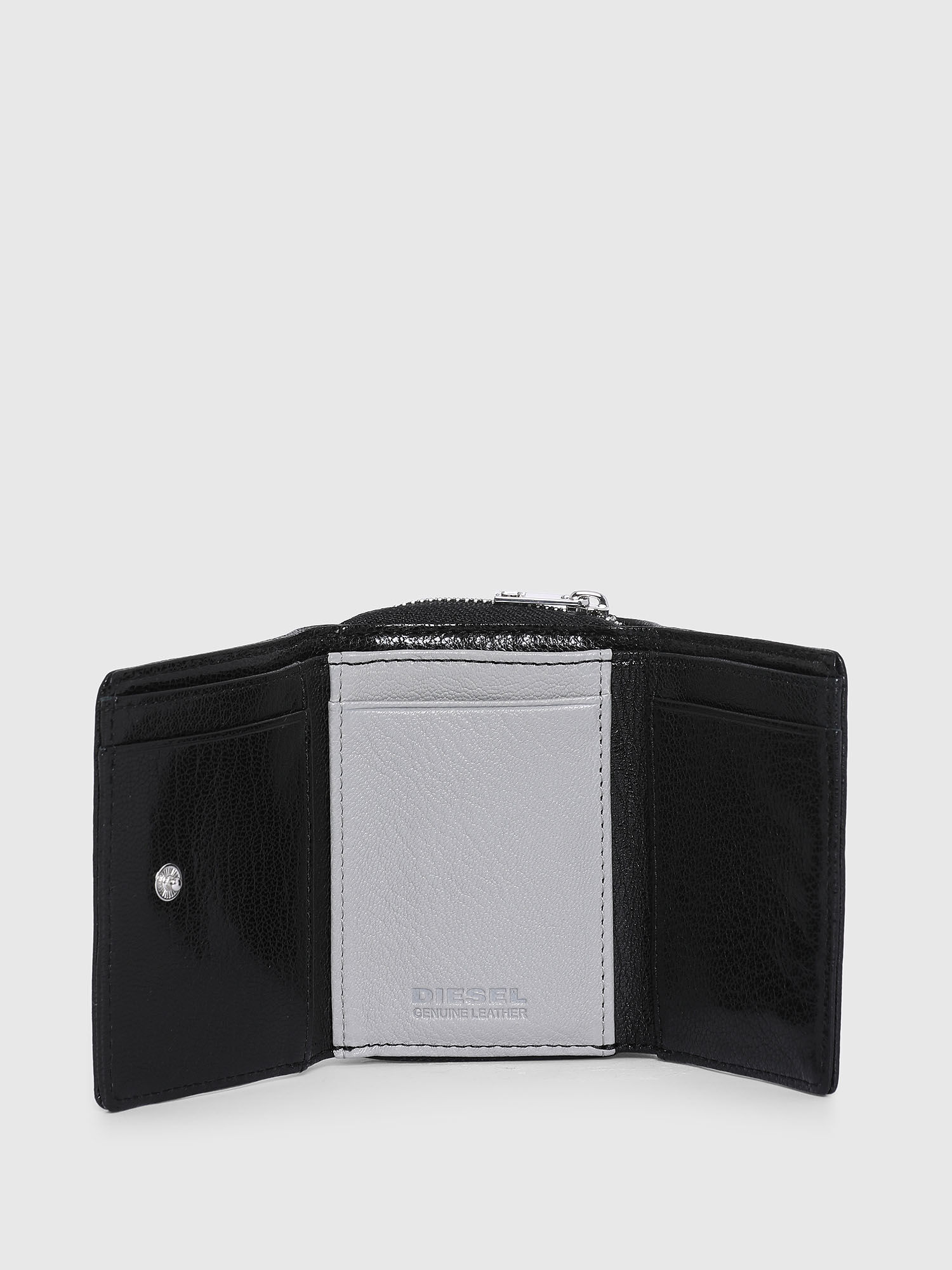 Diesel - SPEJAP, Man's Tri-fold wallet with colour detail in Black/Grey - 3