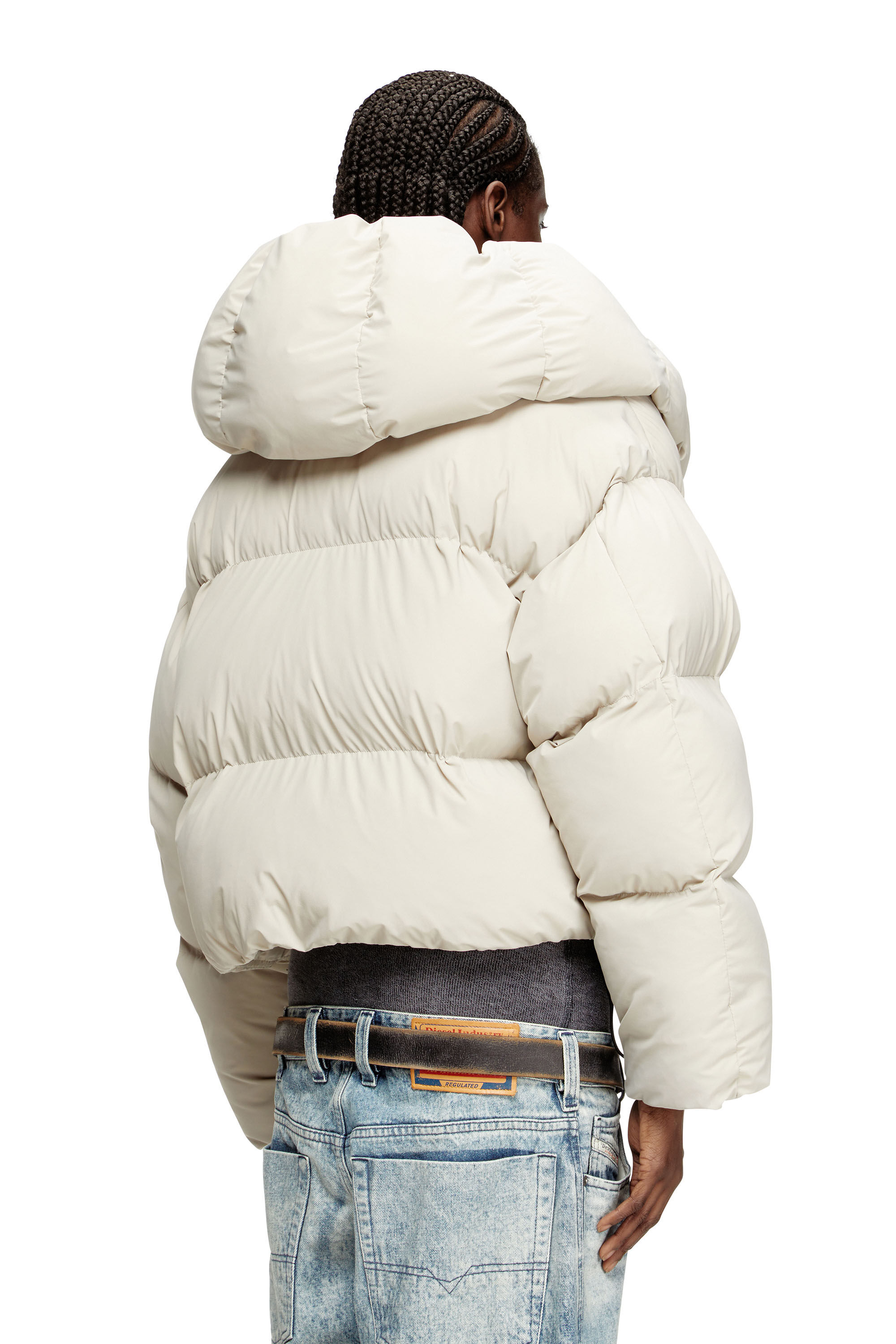 Diesel - W-ILEY-T1, Chaqueta de plumón envolvente en nylon bi-elástico Mujer in Beige - 5