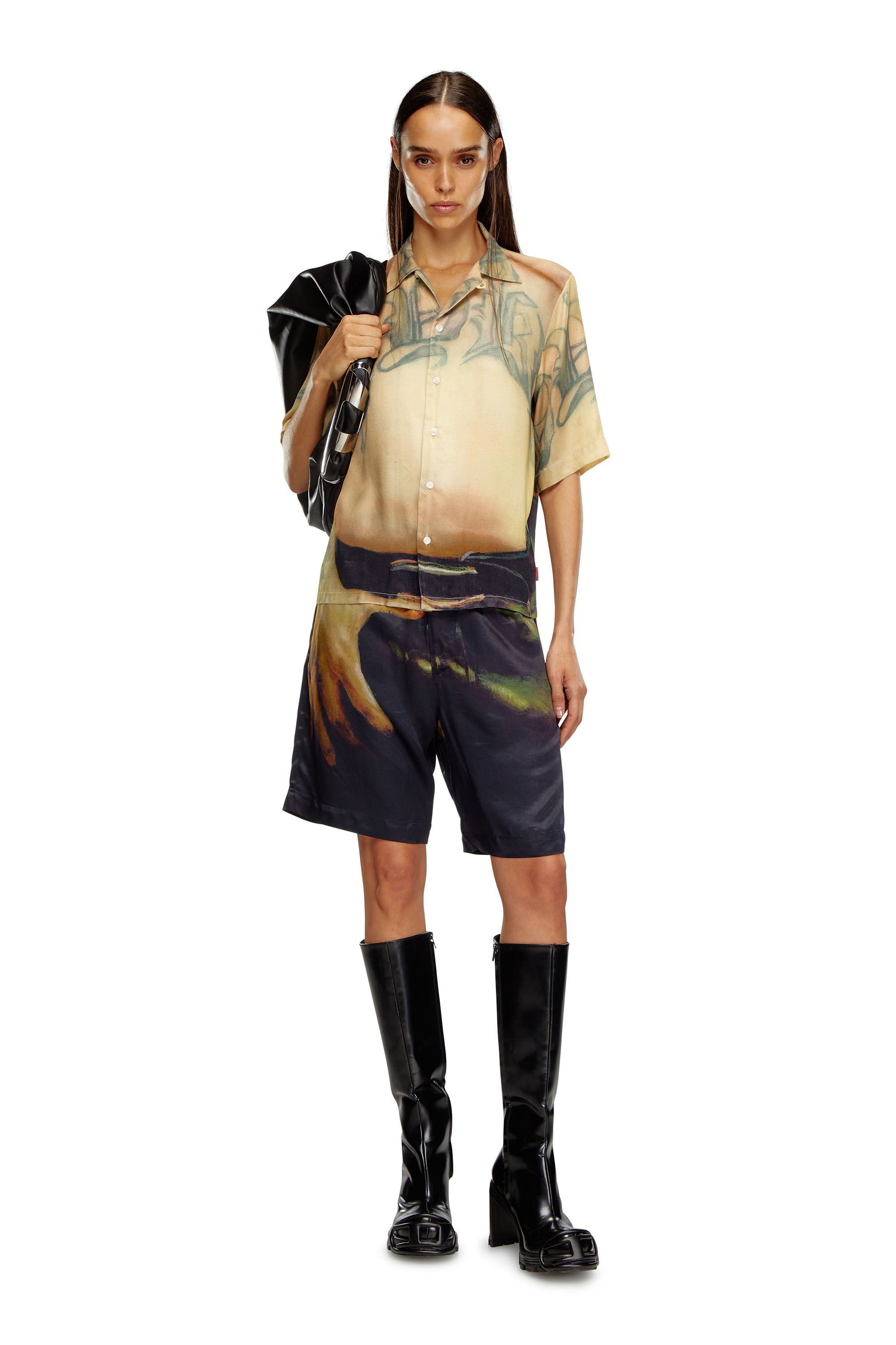 Diesel - PR-S-MEC-SS, Camisa de viscosa con estampado all-over Unisex in Beige - 6