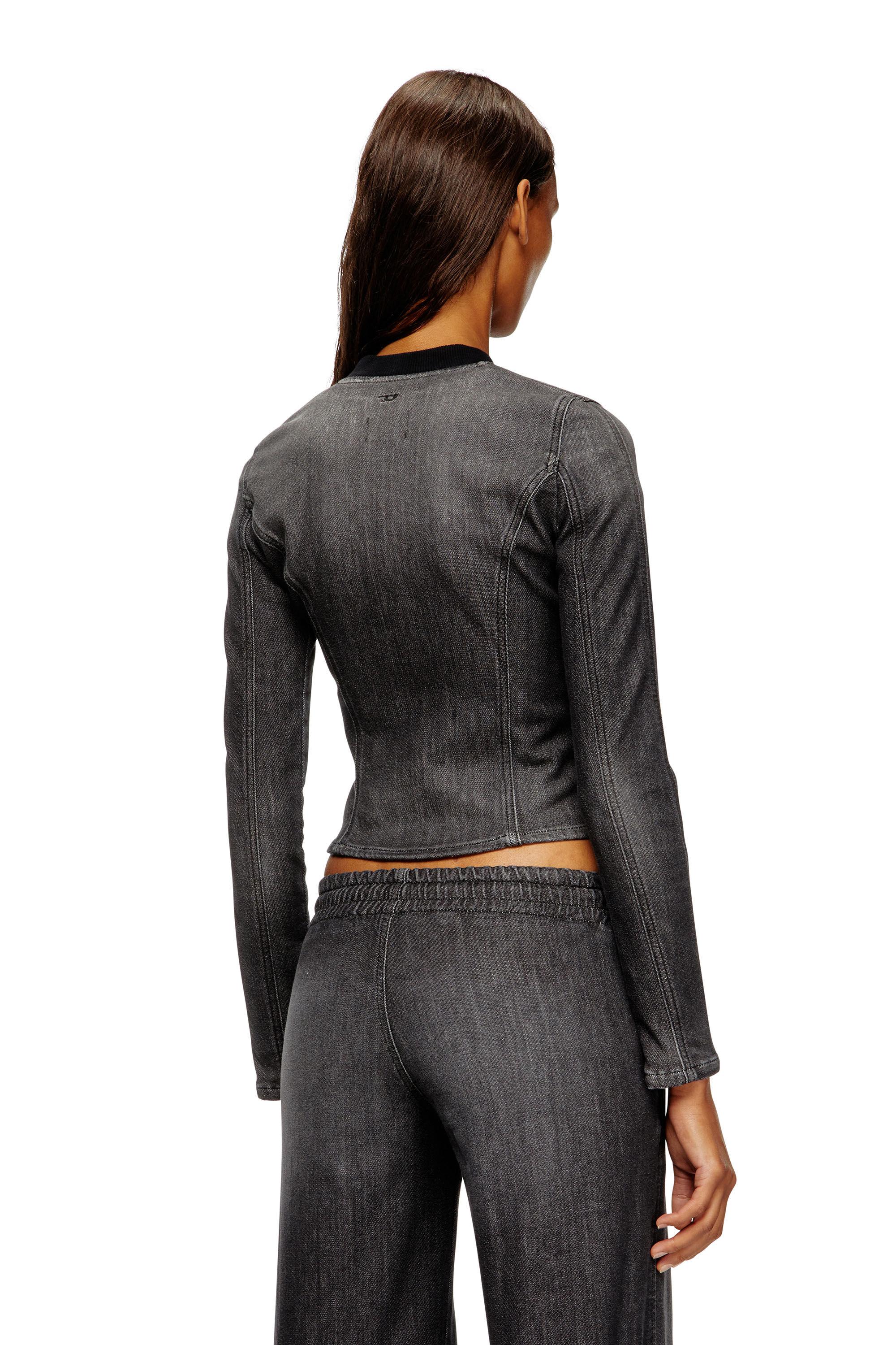 Diesel - DE-GARY-D JOGG, Chaqueta recortada en denim monocromático Mujer in Negro - 4