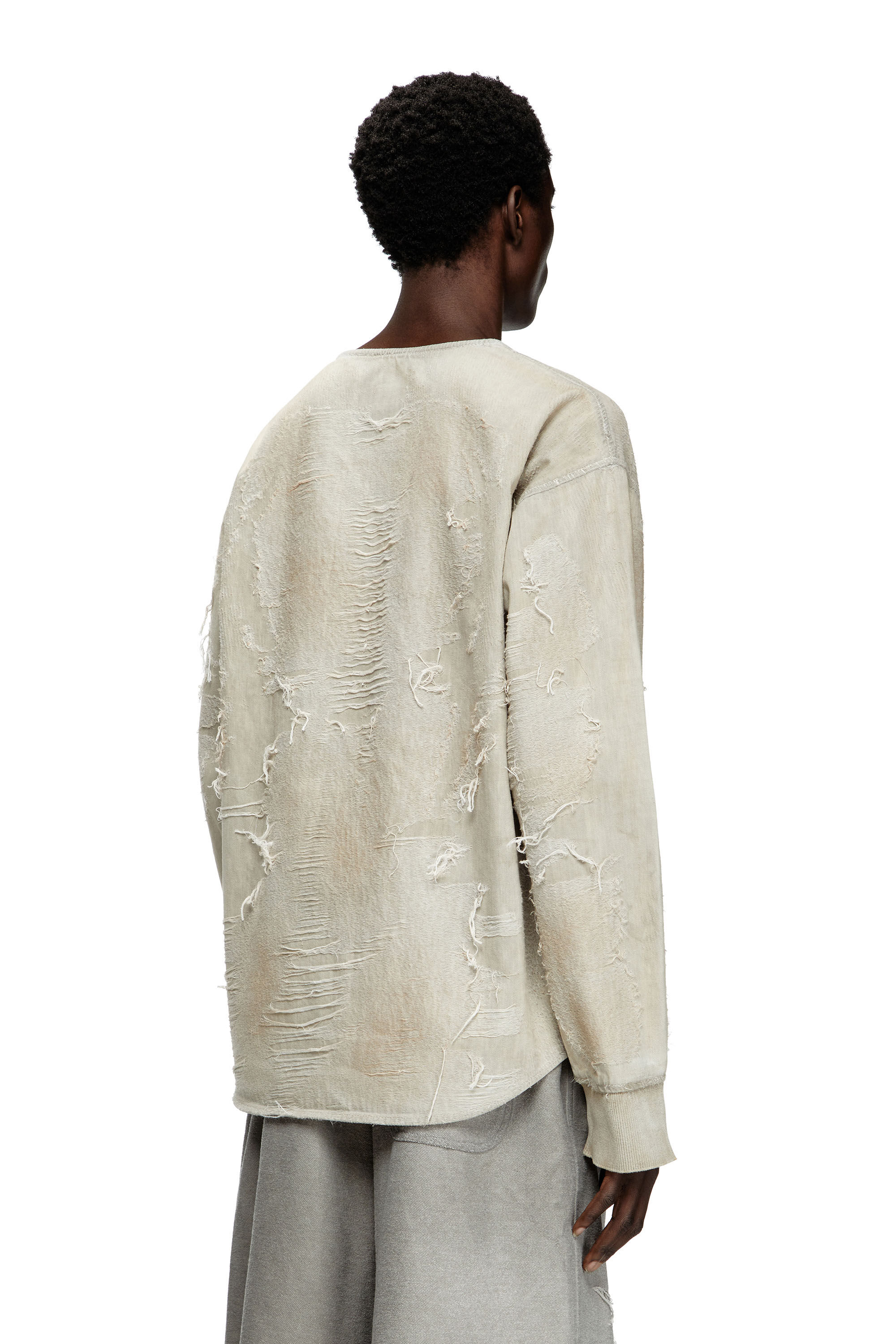 Diesel - D-JUST-FSG1, Suéter en tejido de jacquard de denim con microdesgastes Hombre in Gris - 4