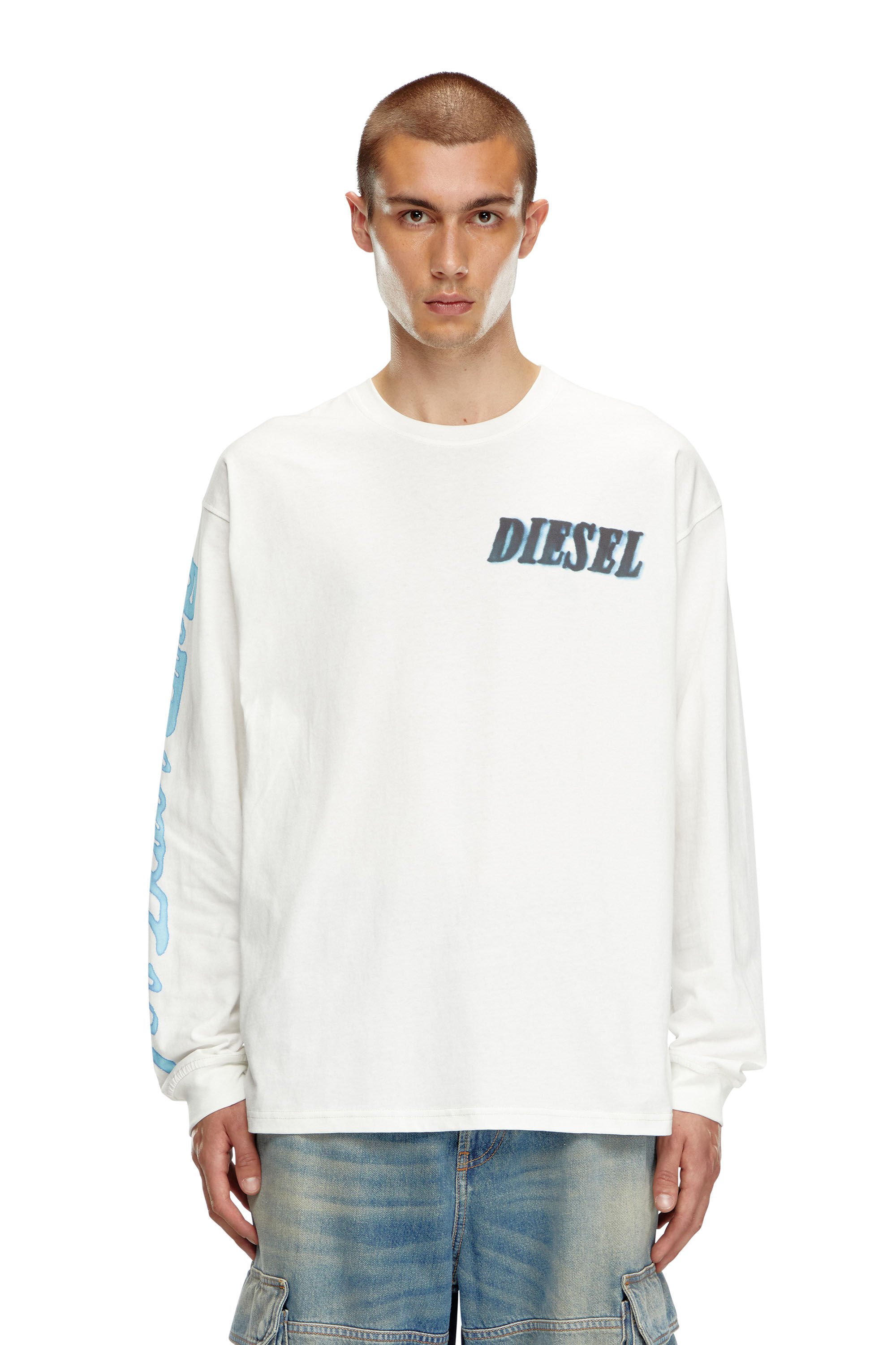 Diesel - T-BOXT-LS-Q15, Camiseta de manga larga con estampados del logotipo Hombre in Blanco - 3